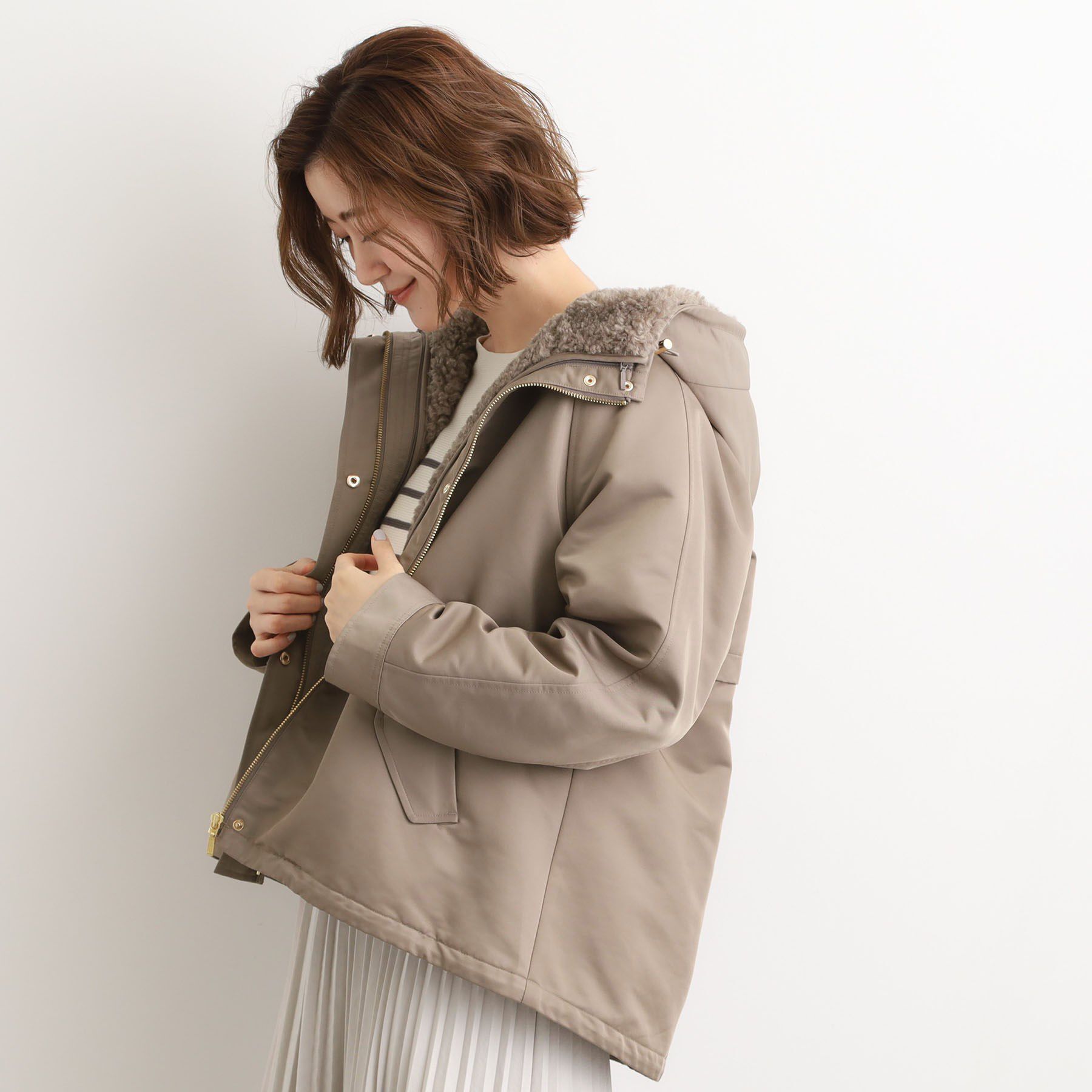 grove「【名品アウター/3WAY・はっ水】ボアライナー付マウンテンパーカ」|ブルゾン・スタジャン|