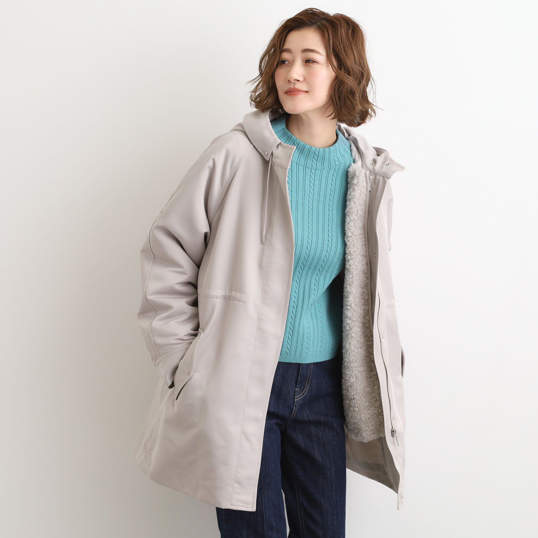 grove「最終お値下げ！！【名品アウター/3WAY・はっ水】ボアライナー付きモッズコート」|ミリタリー・モッズコート|グレージュ(050)