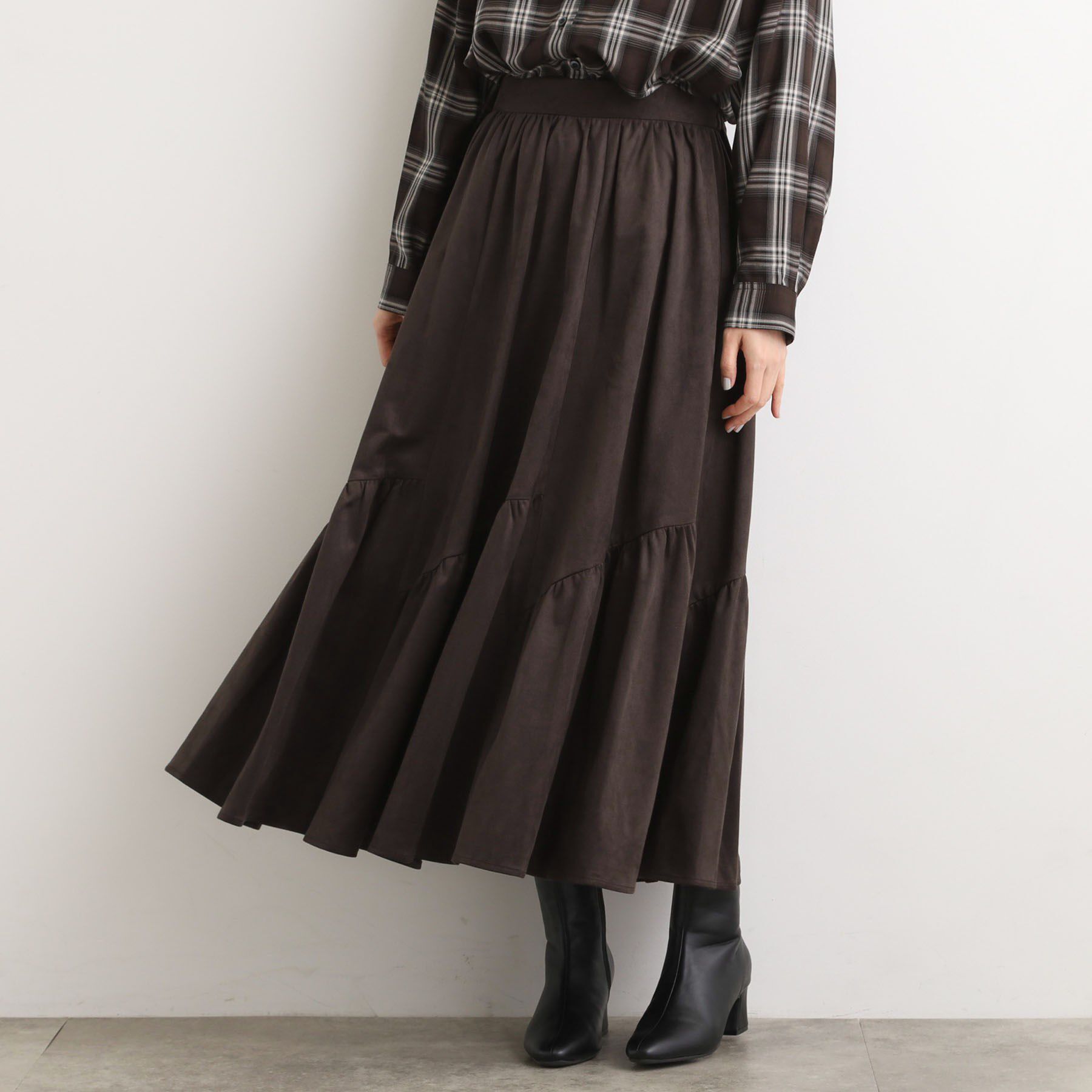 grove「スエードライク マキシティアードスカート」|スカート|