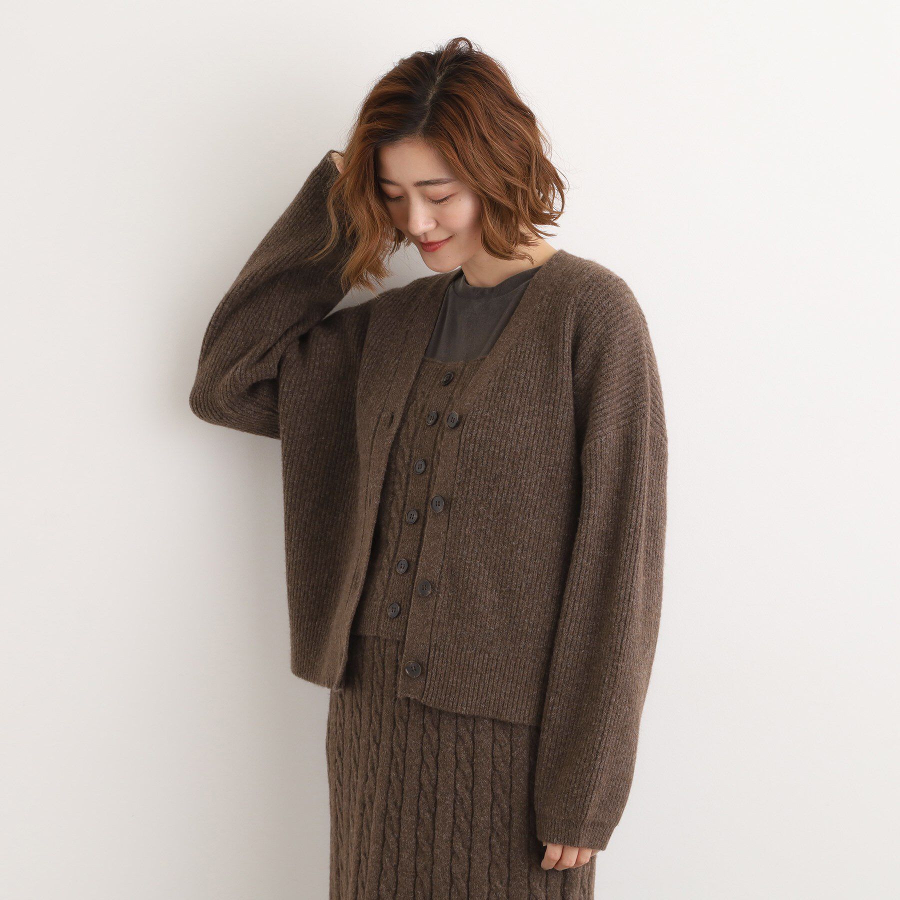 grove「【SETITEM】オーバーサイズ畔カーディガン」|カーディガン|
