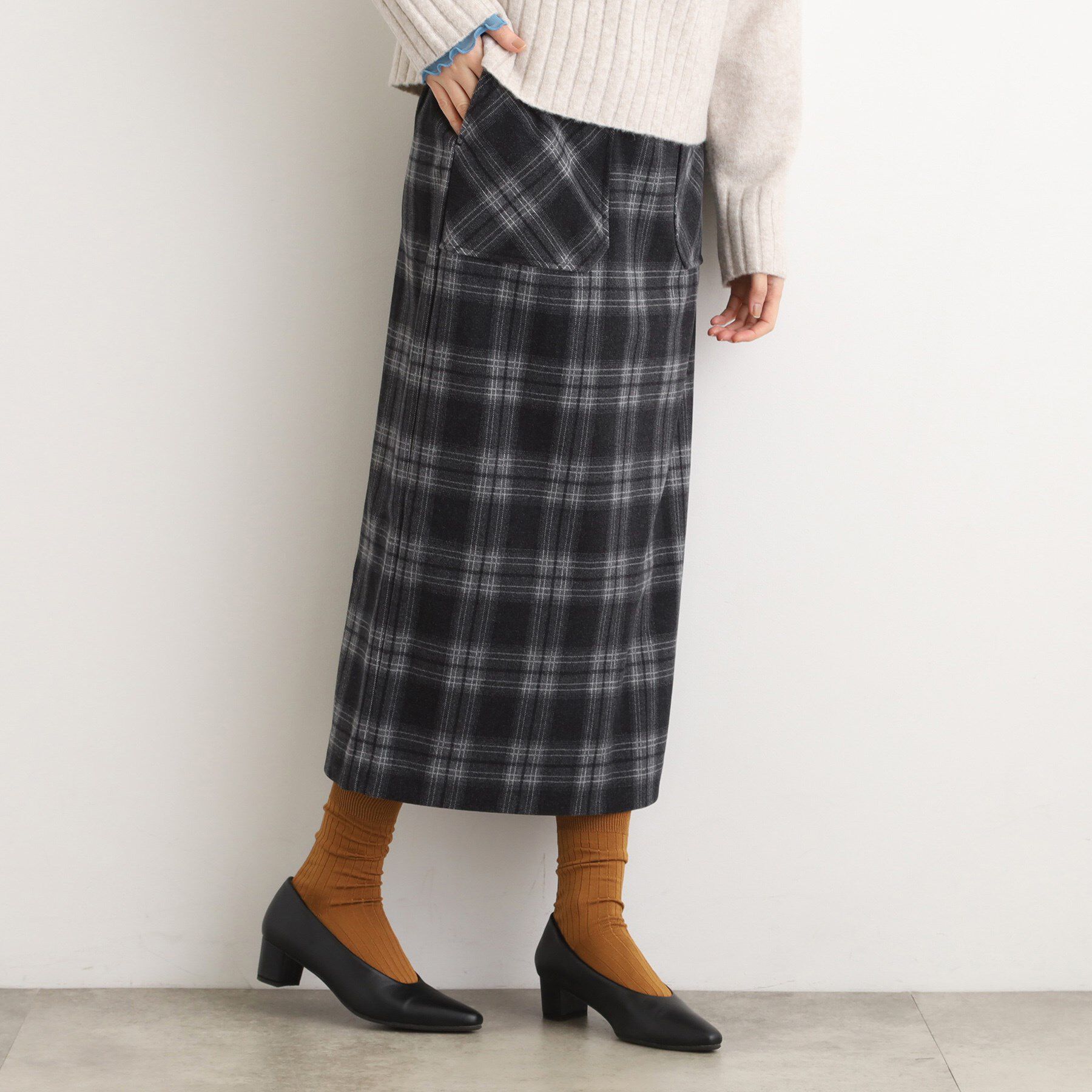 grove「起毛ジャカードナロースカート」|スカート|ネイビー(294)