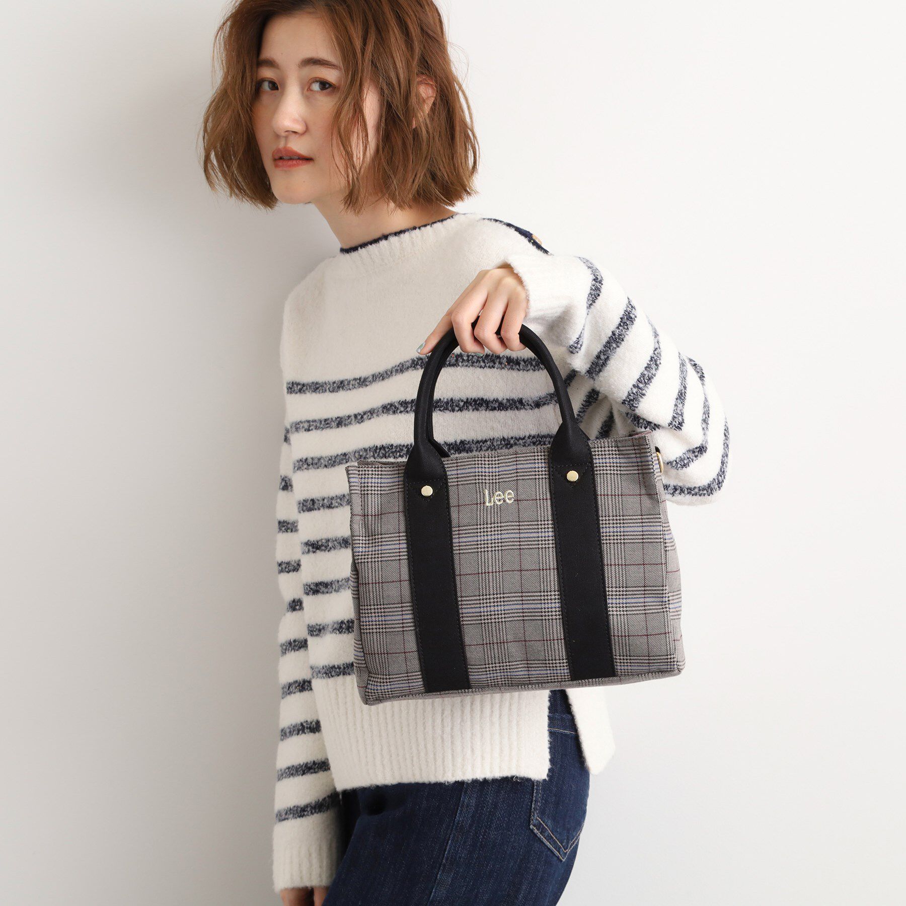 grove「【Lee別注】スクエア2WAYチェックトート」|トートバッグ|