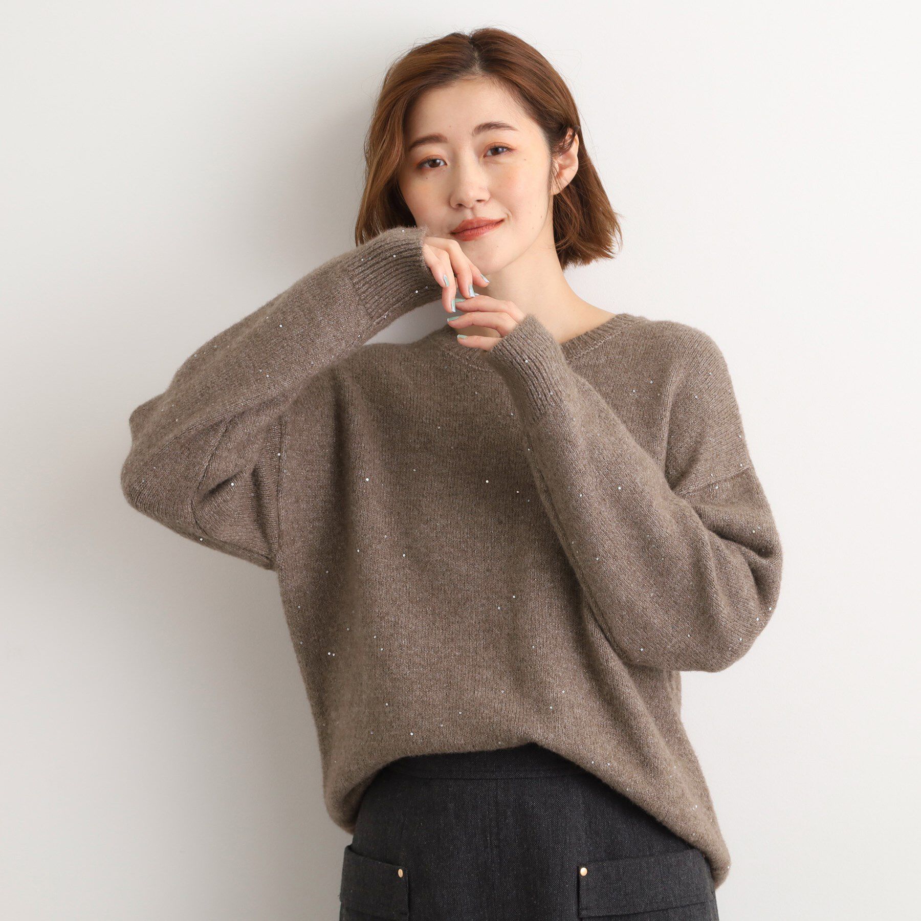 grove「華やぎ冬ニット　ミニスパンコールフェザーニット」|ニット・セーター|