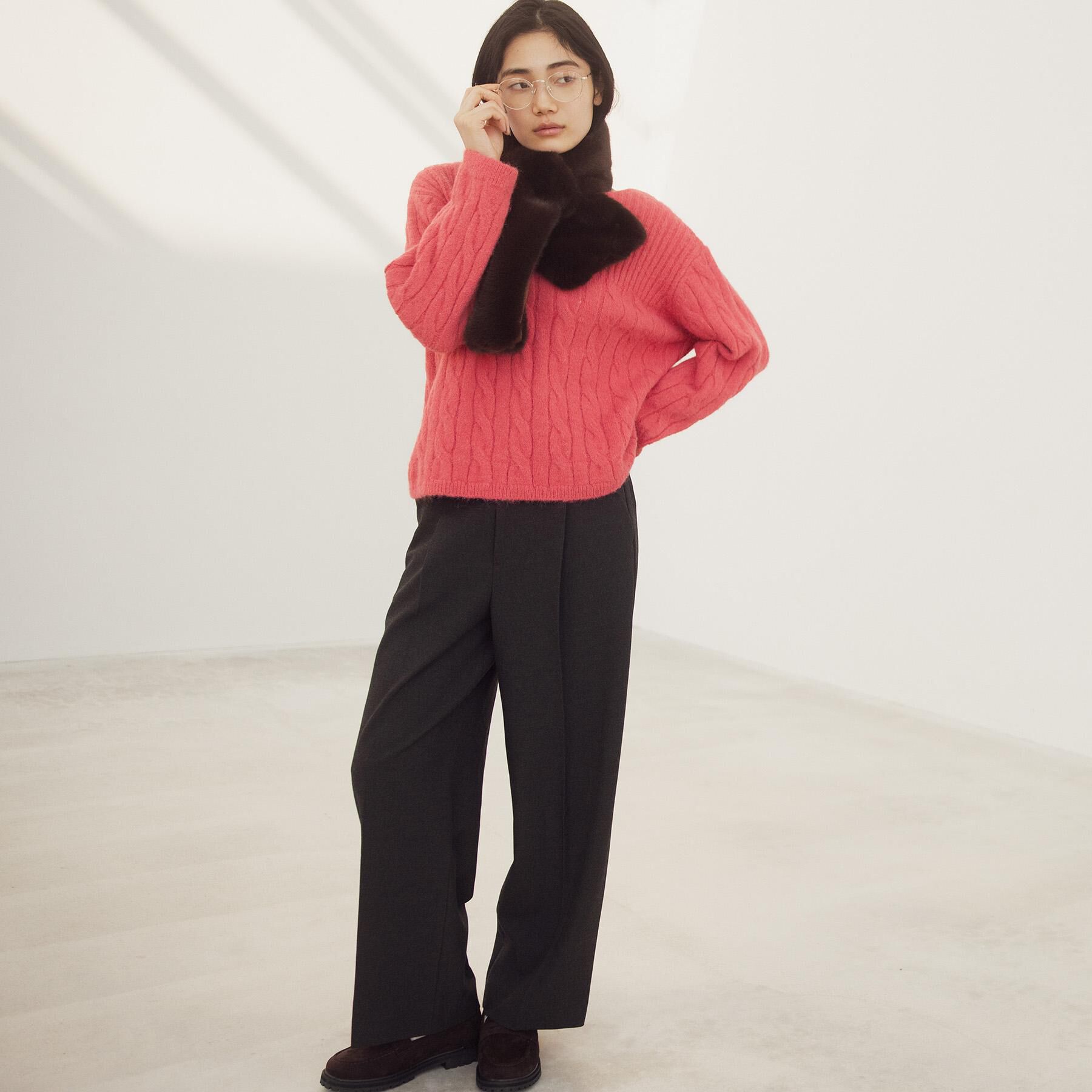 grove「ふんわり包み込む ケーブルボートネックニット」|ニット・セーター|