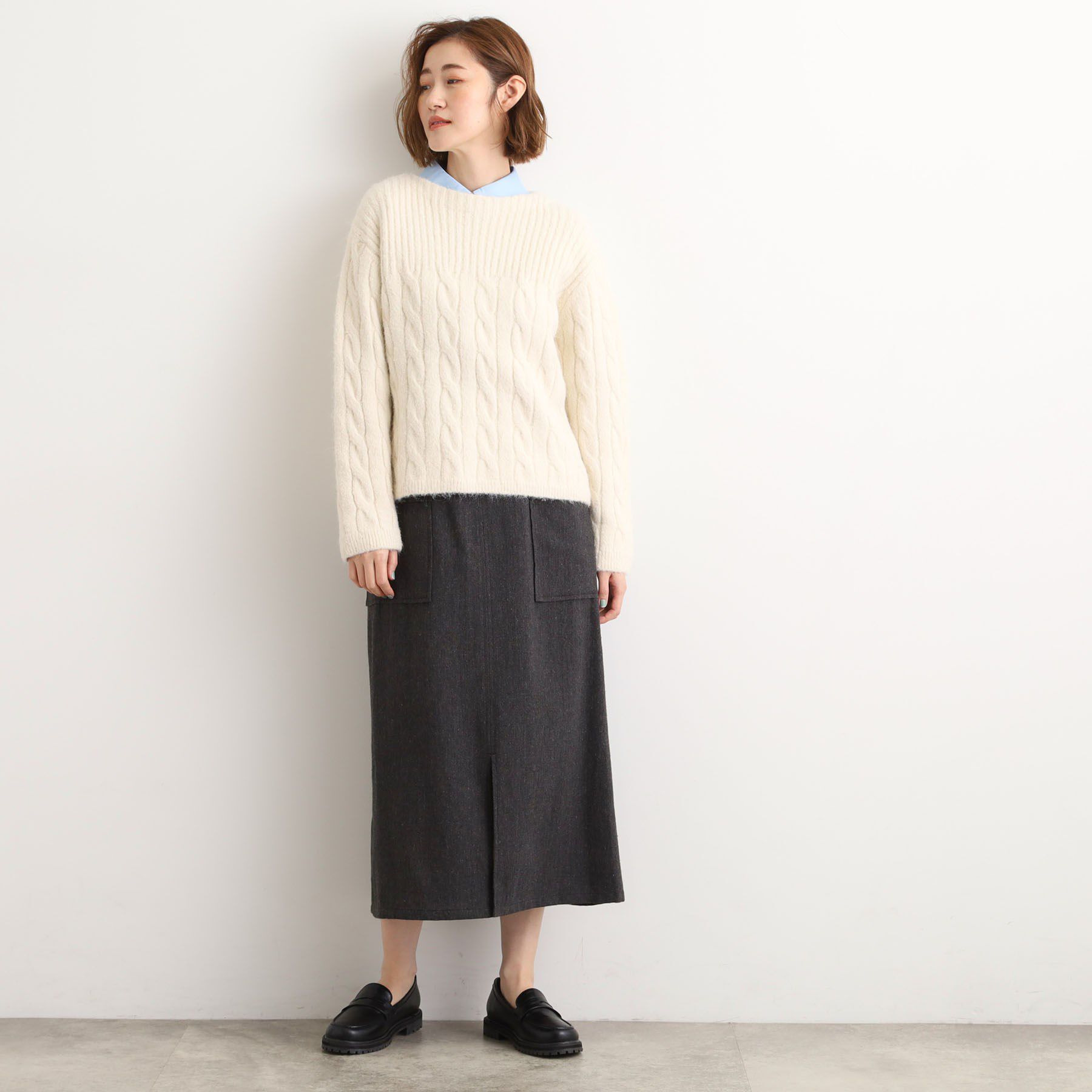 grove「ふんわり包み込む ケーブルボートネックニット」|ニット・セーター|