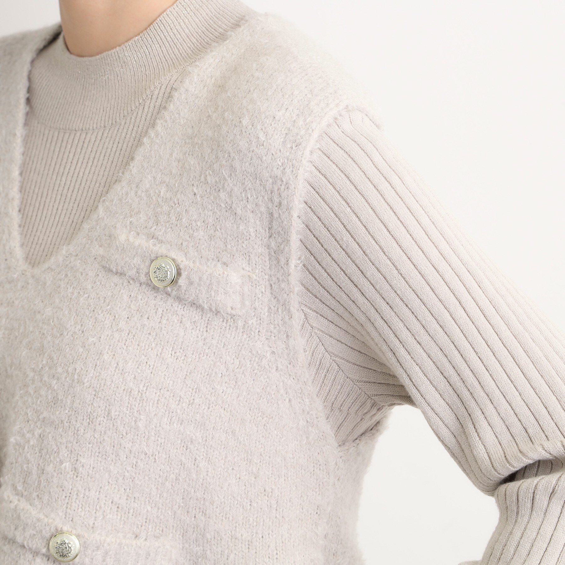 grove「【2点SET/体型カバー】一枚で決まる、ペプラムベスト&times;ニットワンピース」|ワンピース|