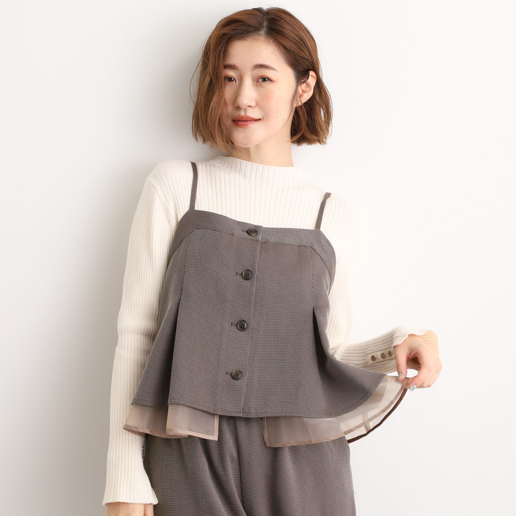 grove「【2点SET/体型カバー】透け感とレイヤードで大人の遊び心を、ビスチェSET UP」|スーツ|