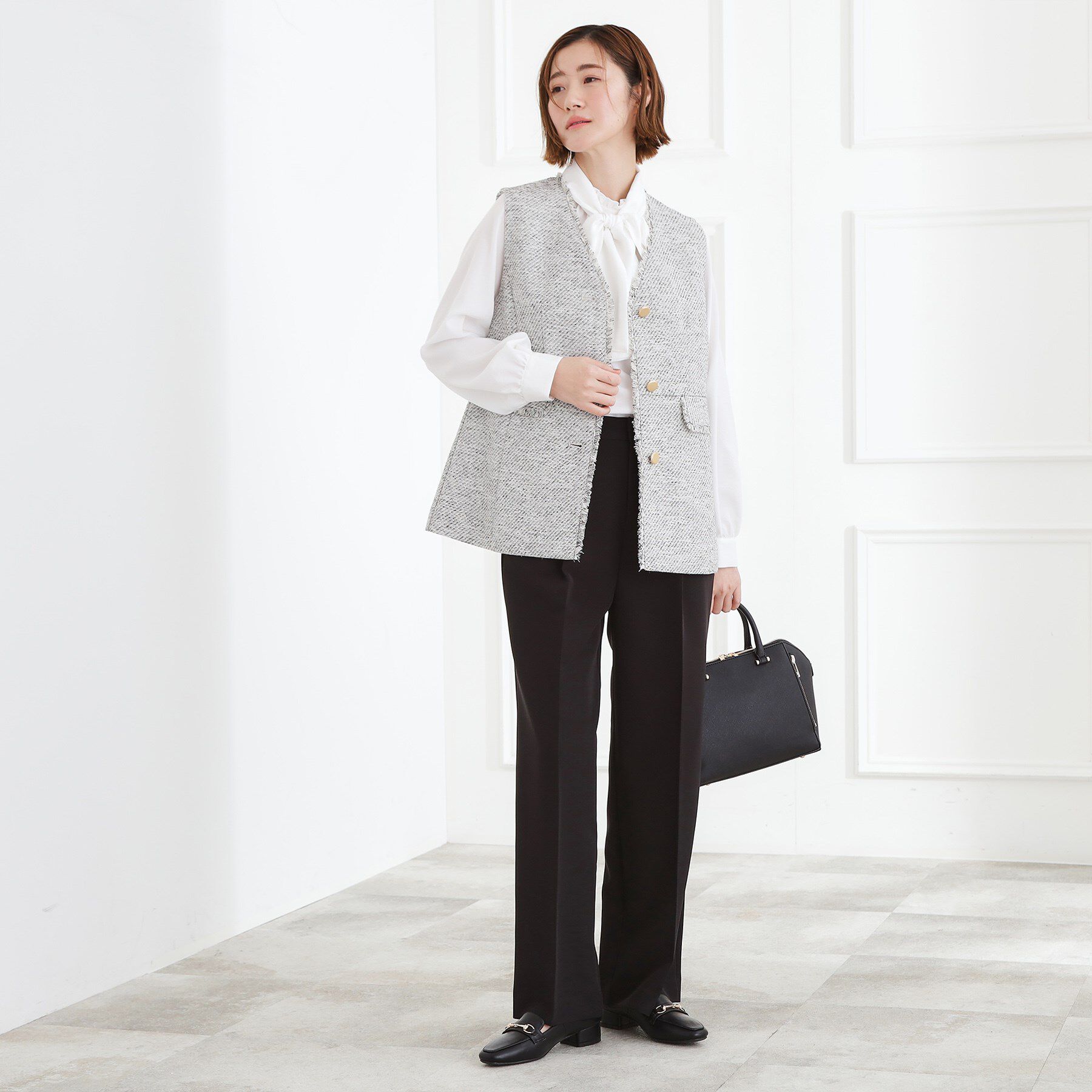 grove「【手洗いOK】ツイードペプラムジレ」|ベスト・ジレ|