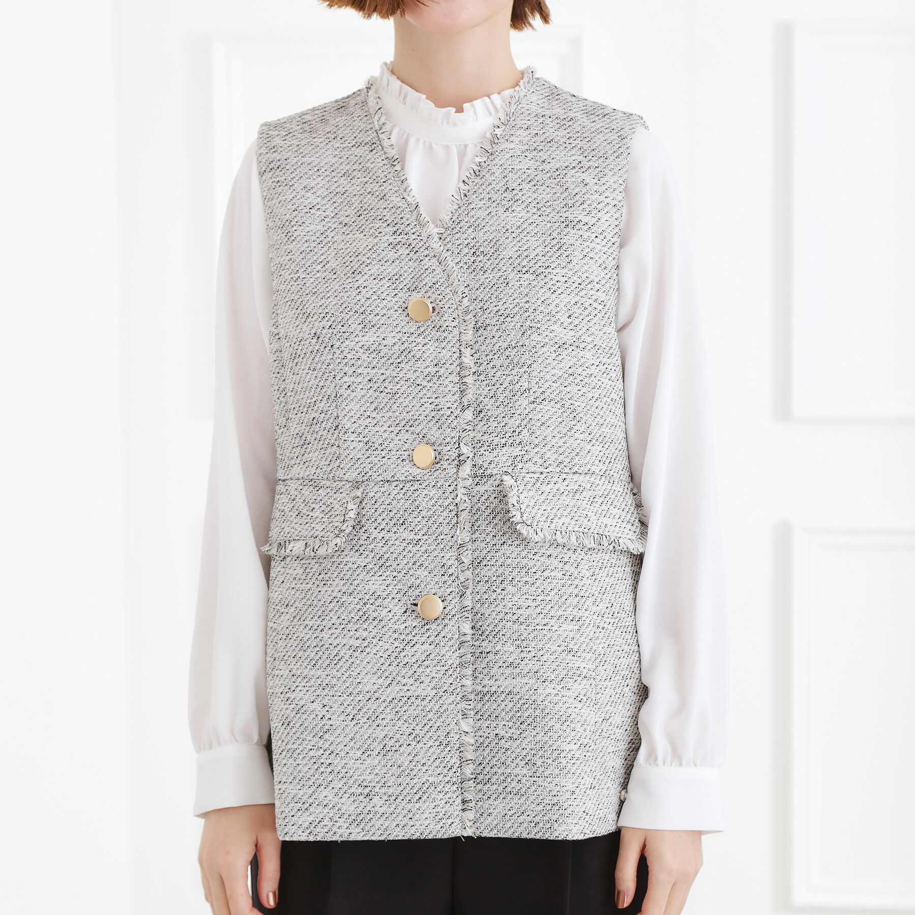 grove「【手洗いOK】ツイードペプラムジレ」|ベスト・ジレ|