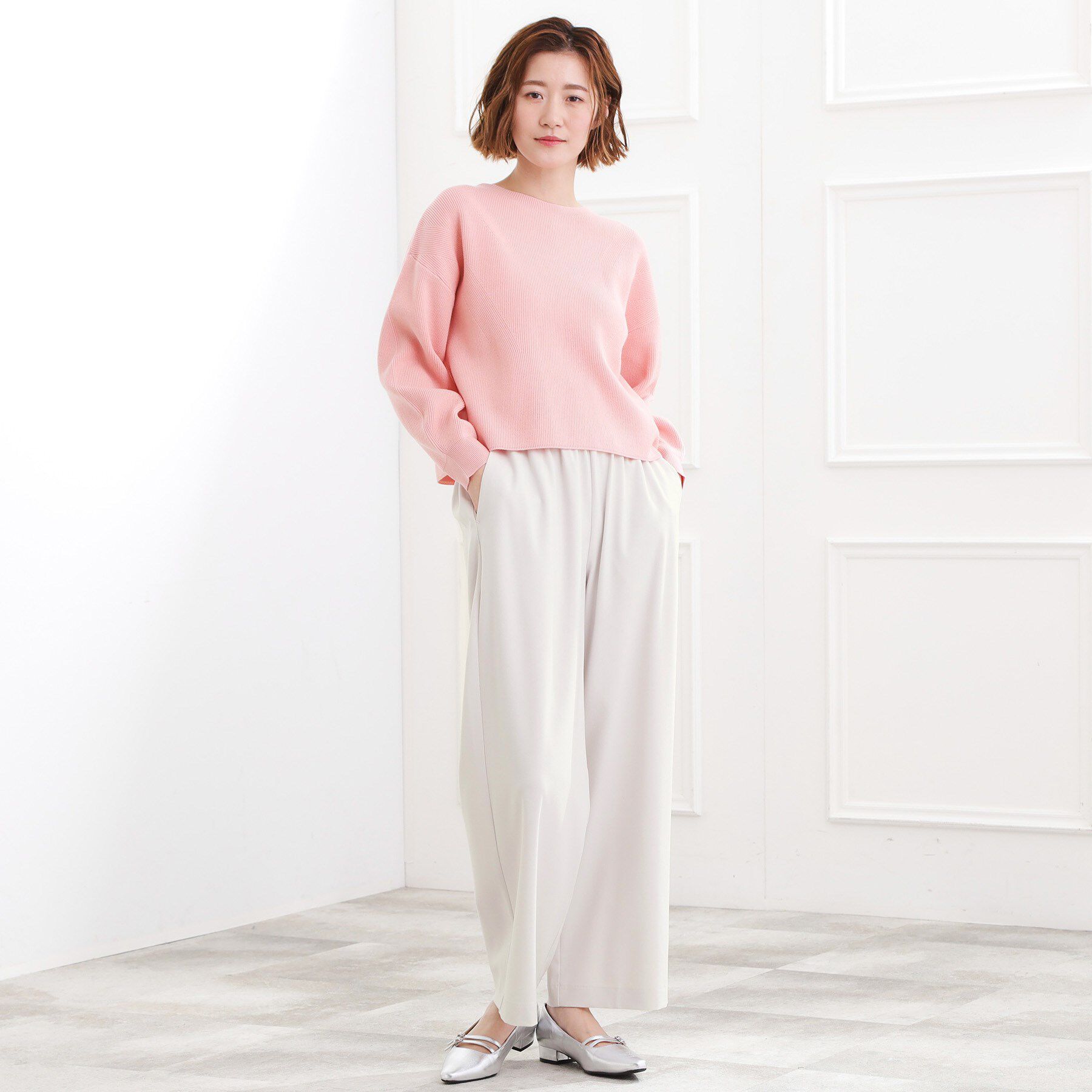 grove「きれい見えとイージーな着心地を両立した、ウエストシャーリング ワイドパンツ」|その他|