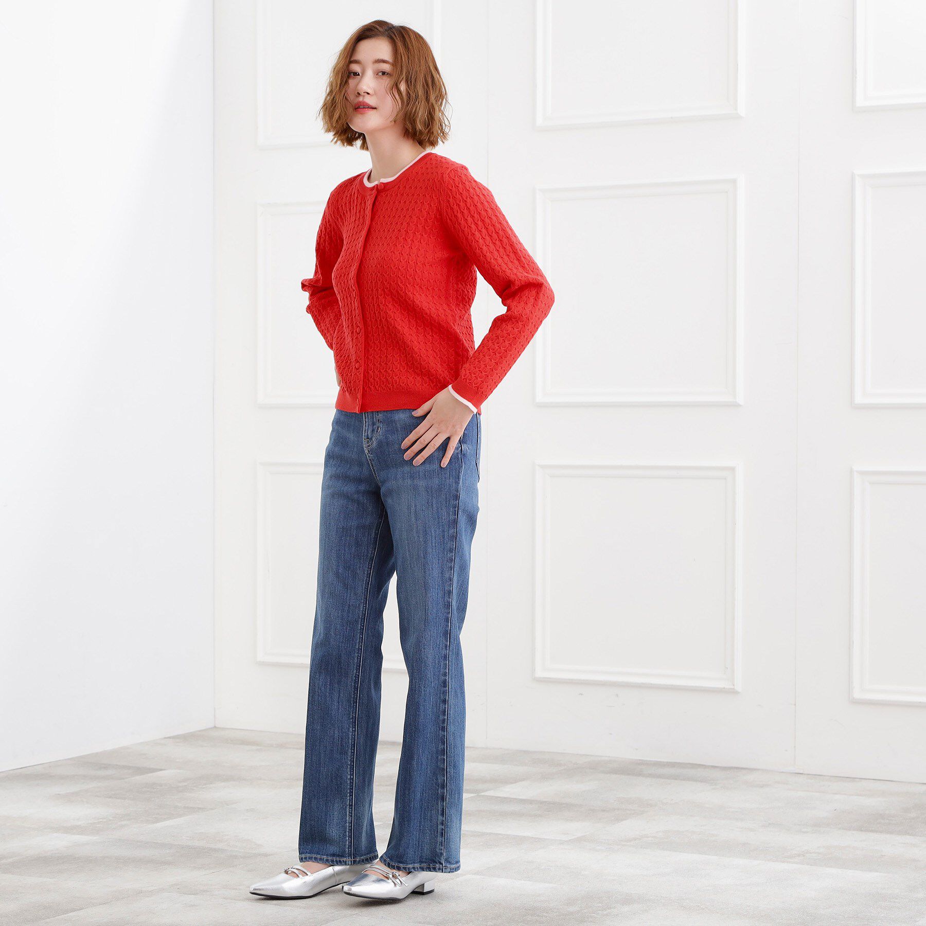 grove「【選べる着丈】美シルエットデニムソフトフレアーパンツ」|デニム|