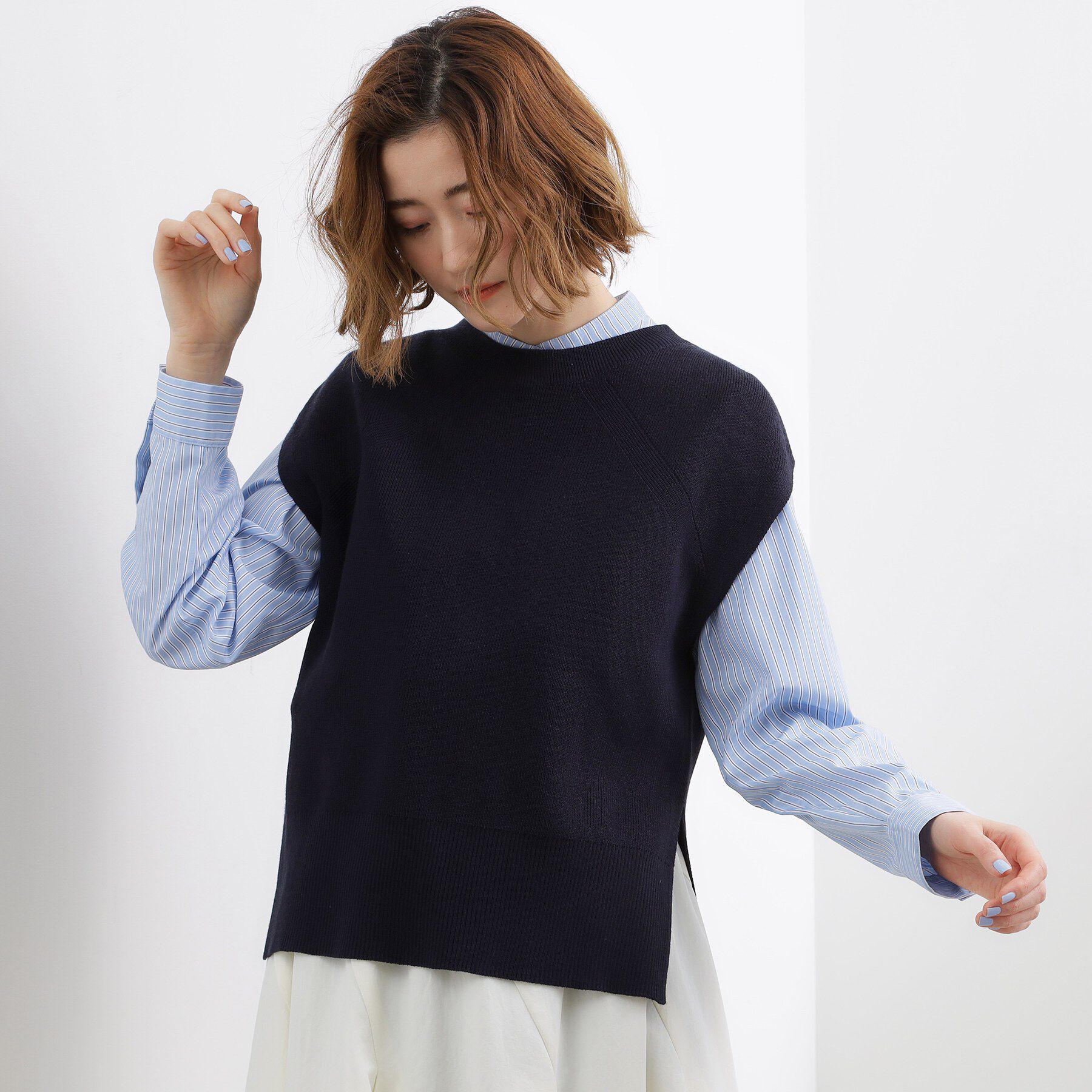 grove「【2点SET】一枚でコーデが決まる！ニットベスト&times;シャツSET」|シャツ・ブラウス|