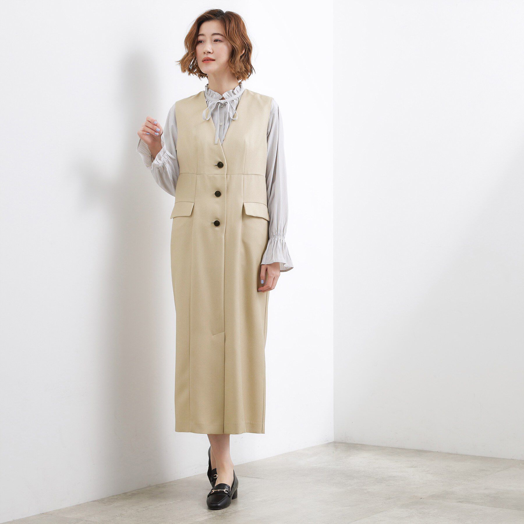 grove「【一枚着／ジレ】着回しできるトレンチライクジャンドレ」|ワンピース|