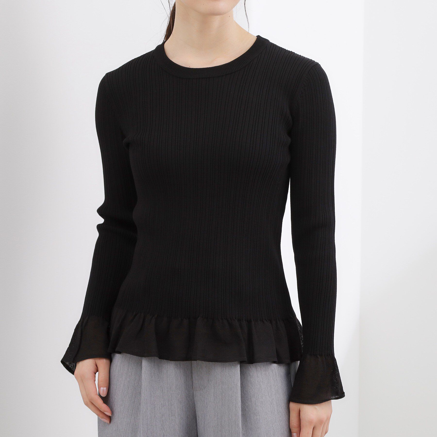 grove「シアーフリルリブニットプルオーバー」|ニット・セーター|