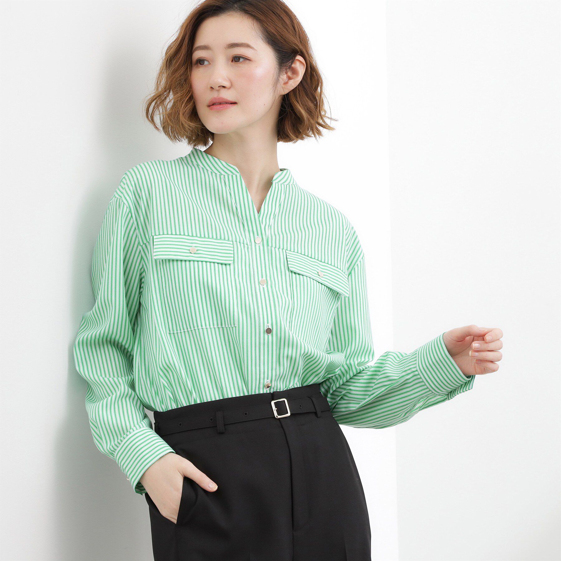 grove「【貴島明日香さん着用】お仕事も普段も。今どきワークシャツブラウス」|シャツ・ブラウス|グリーンロンスト(3