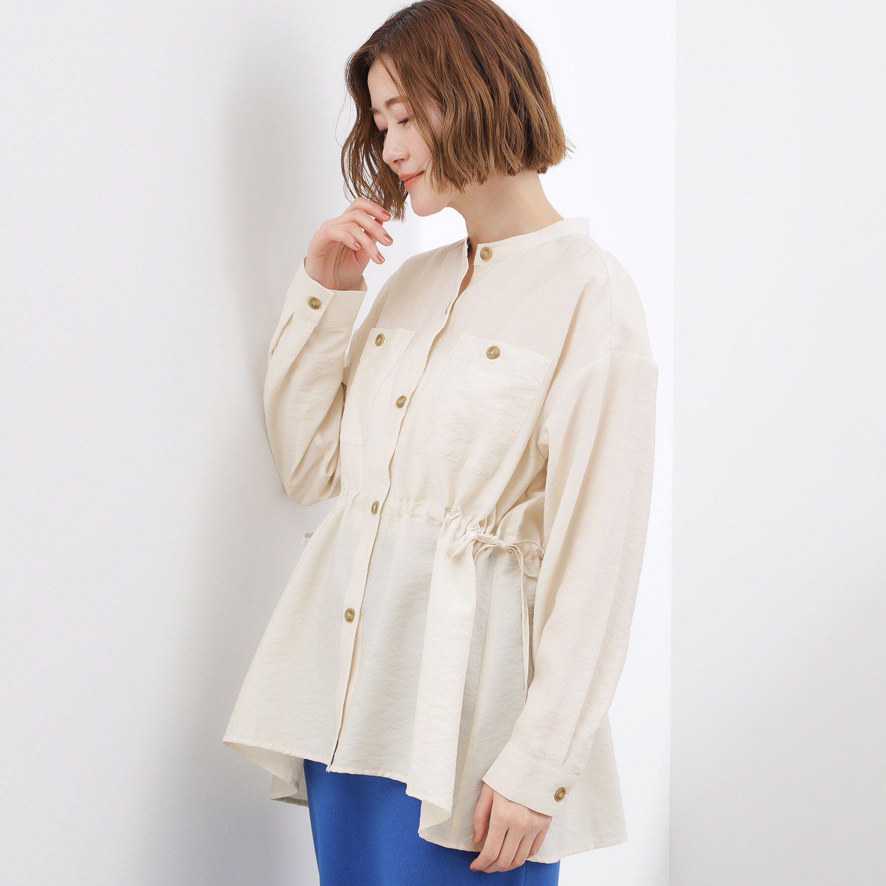grove「【貴島明日香さん着用/体型カバー】洗えるシアーサファリシャツジャケット」|シャツ・ブラウス|