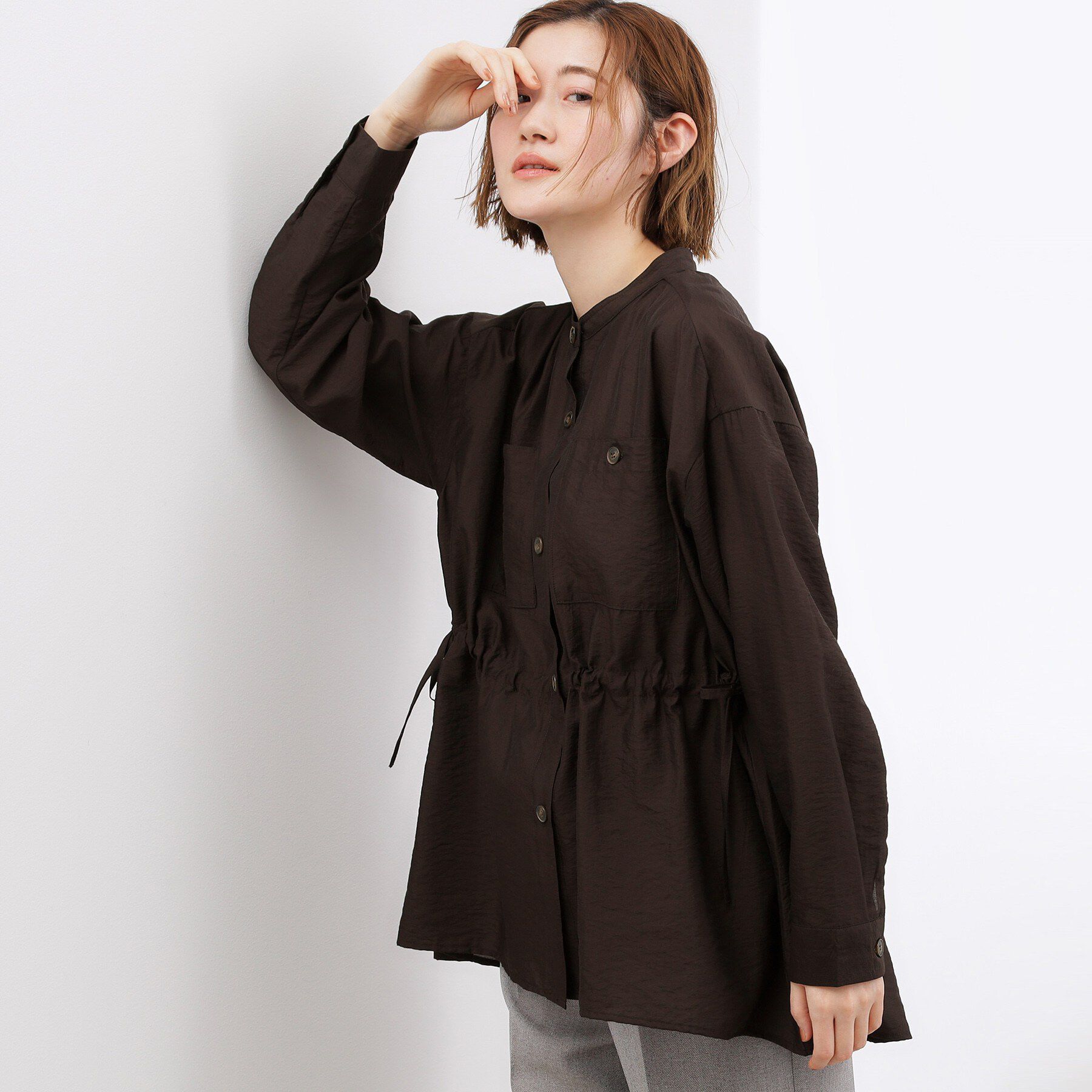 grove「【貴島明日香さん着用/体型カバー】洗えるシアーサファリシャツジャケット」|シャツ・ブラウス|