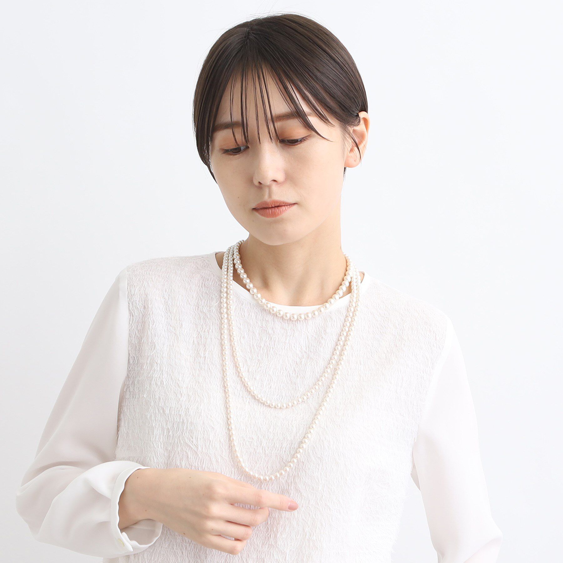 INDIVI「【マルチWAY】3点セットパール調ネックレス」|ネックレス|