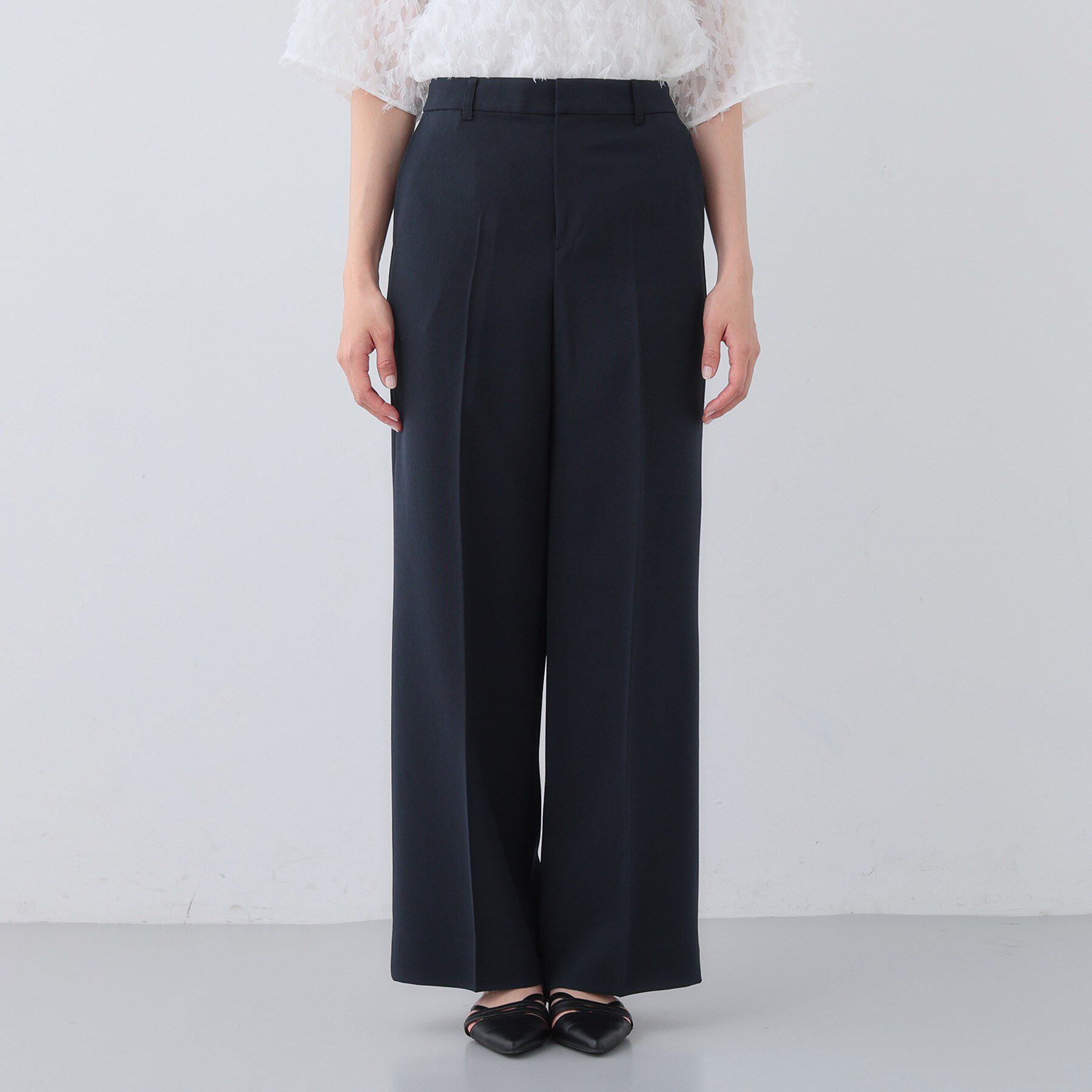 INDIVI「【洗える／UVケア／SETUP可能】ウール調ワイドパンツ」|スーツ|