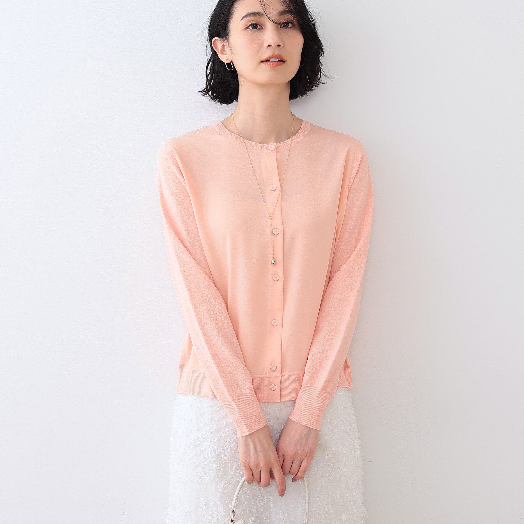 INDIVI「【洗える】ブラウスコンビ ニットカーディガン」|カーディガン|