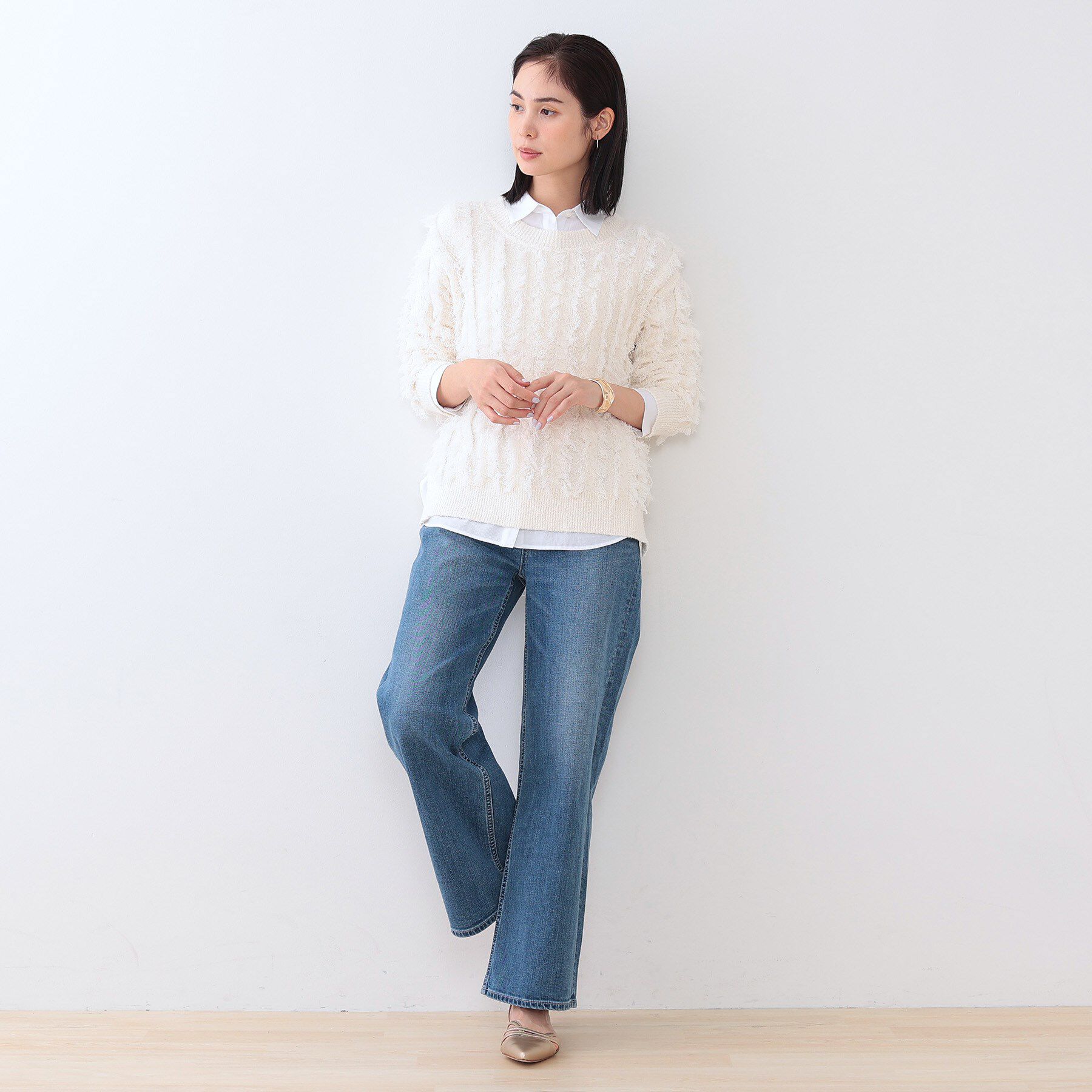 INDIVI「【褒められデニム】ワイドストレート デニムパンツ」|デニム|