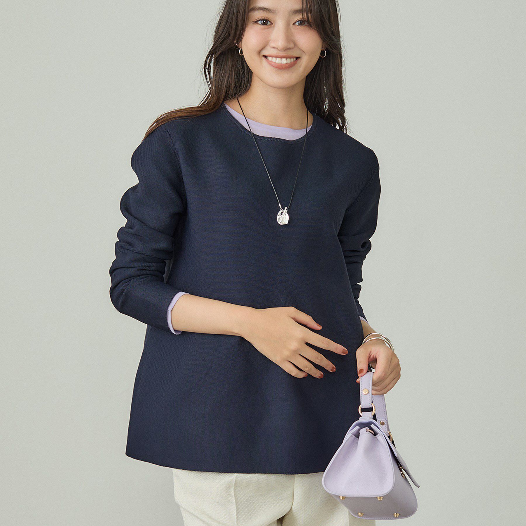 INDIVI「【洗える／軽量】美シルエット ペプラムニット」|ニット・セーター|