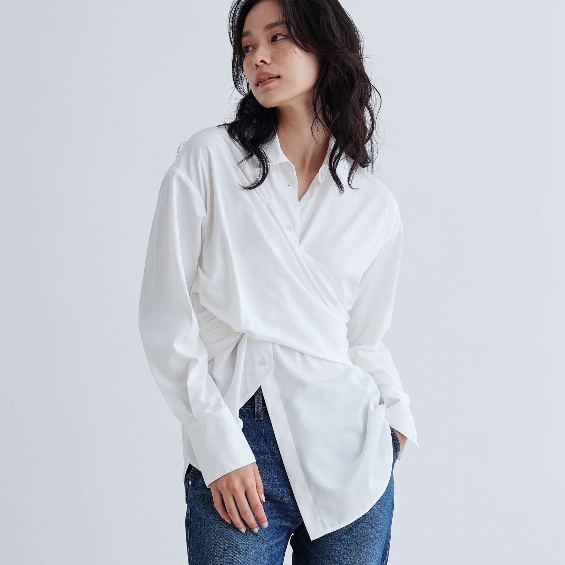 GALLEST「カシュクールシャツ」|シャツ・ブラウス|ホワイト(001)