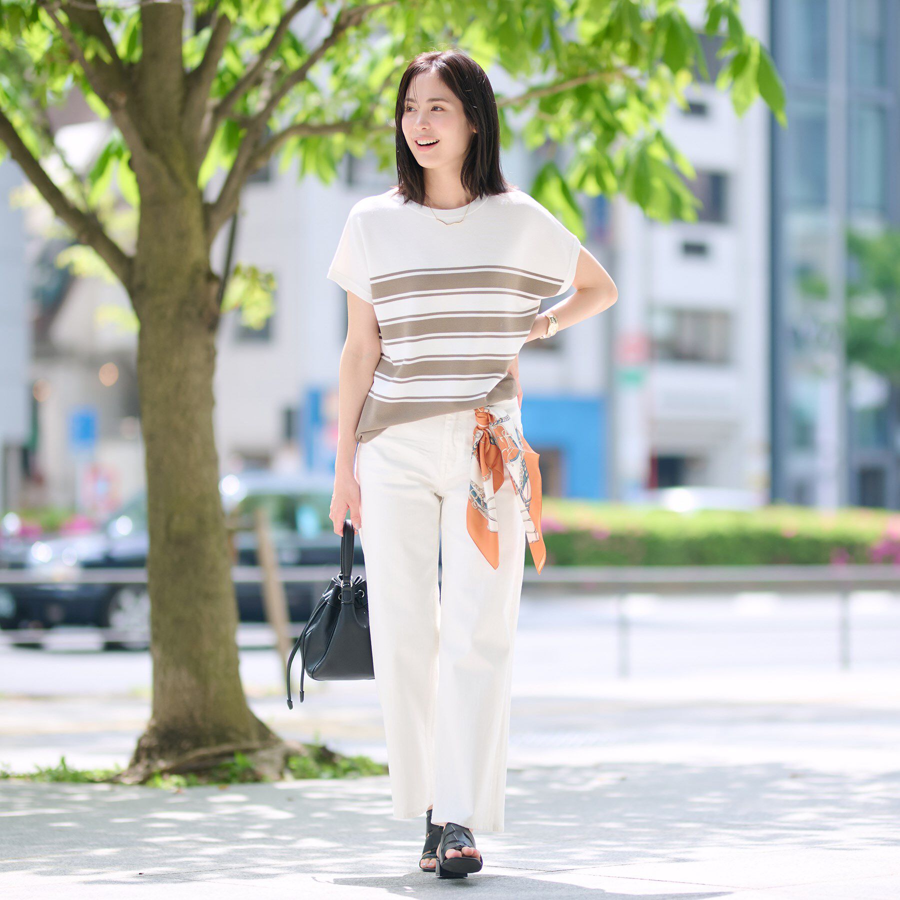 INDIVI「新色登場！【洗える／清涼感】レーヨンストレッチ フレンチスリーブニット」|ニット・セーター|