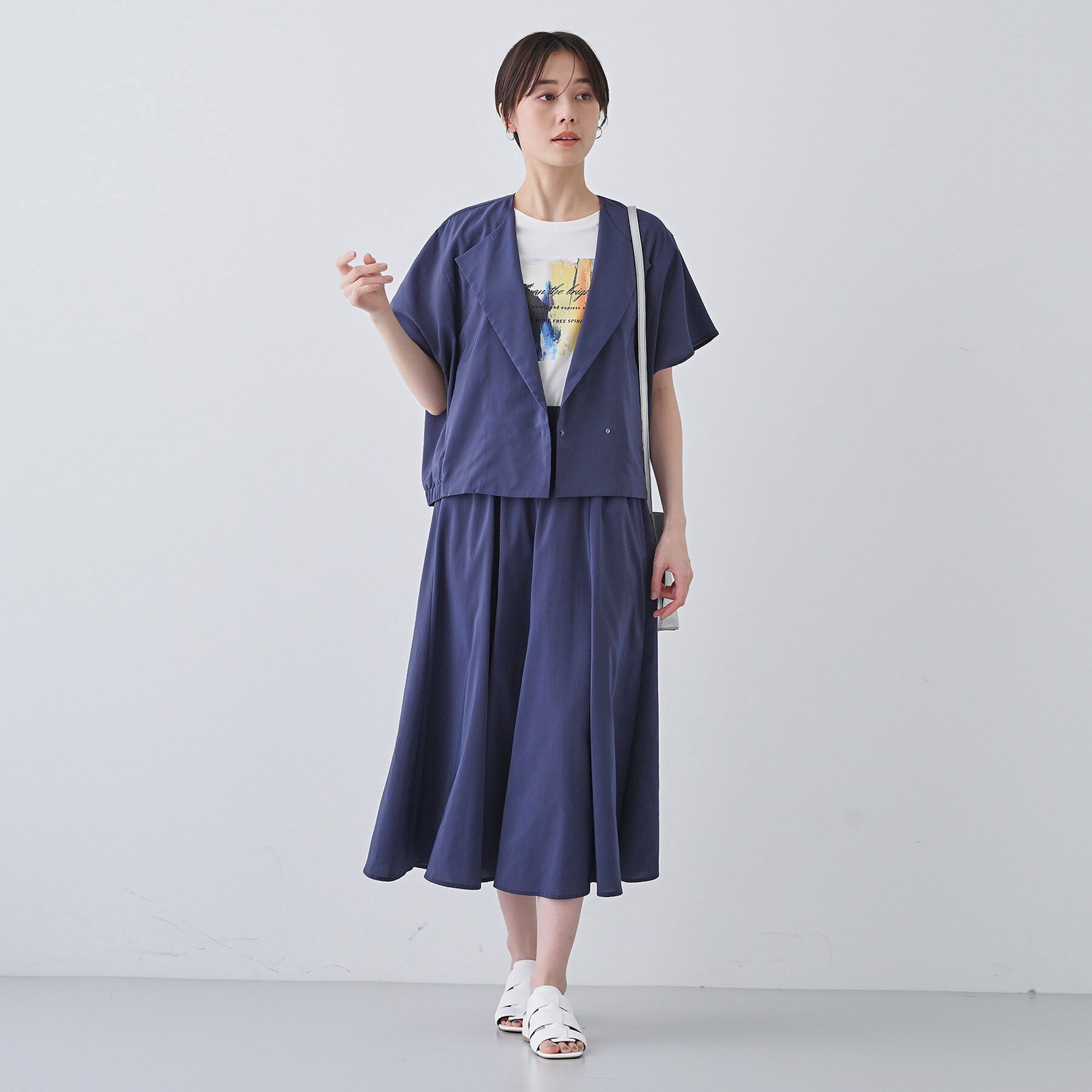 INDIVI「【通気性◎撥水／UVケア】フレンチスリーブ ブラウスライクジャケット」|テーラードジャケット|