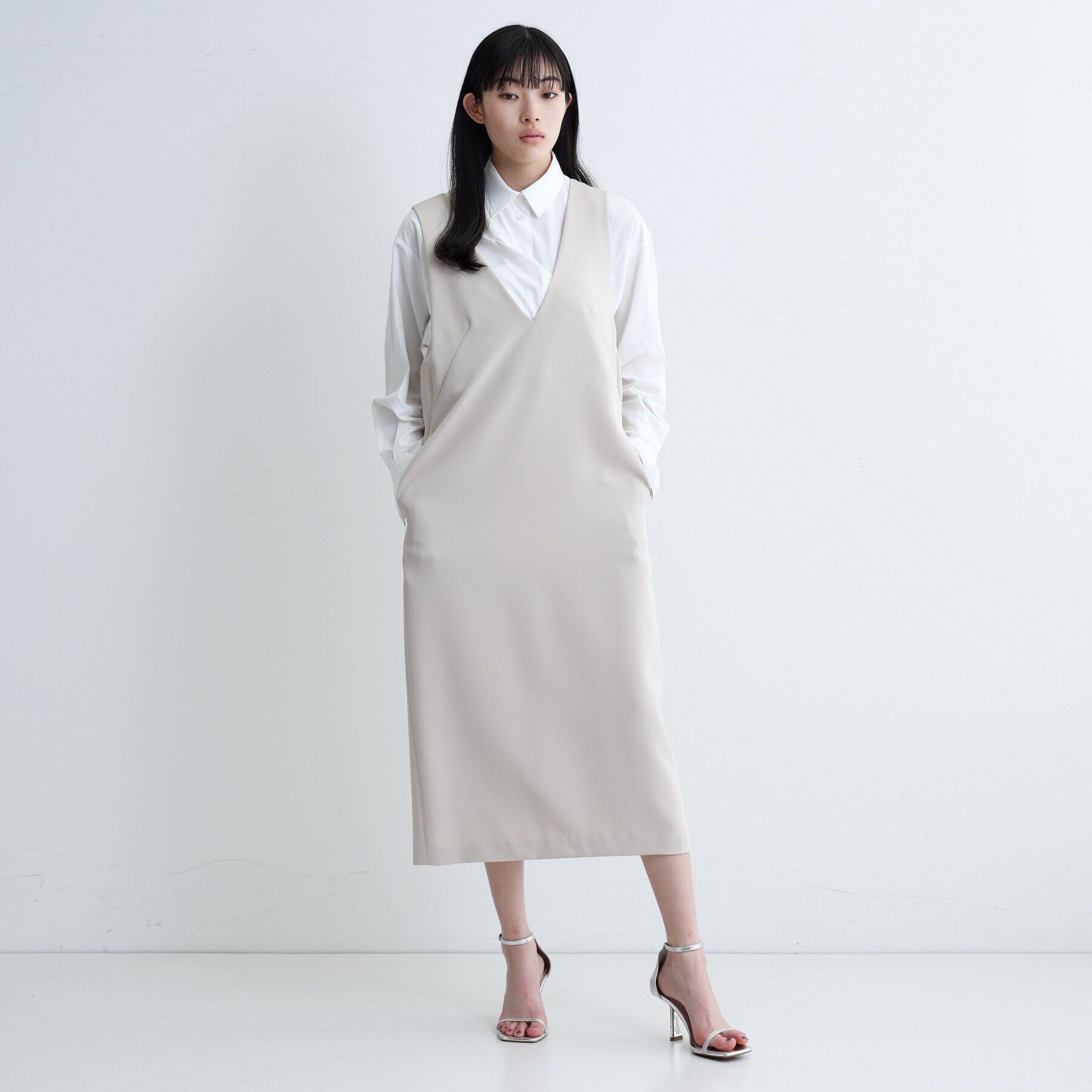 GALLEST「バックシャンジャンドレ」|ワンピース|グレージュ(050)