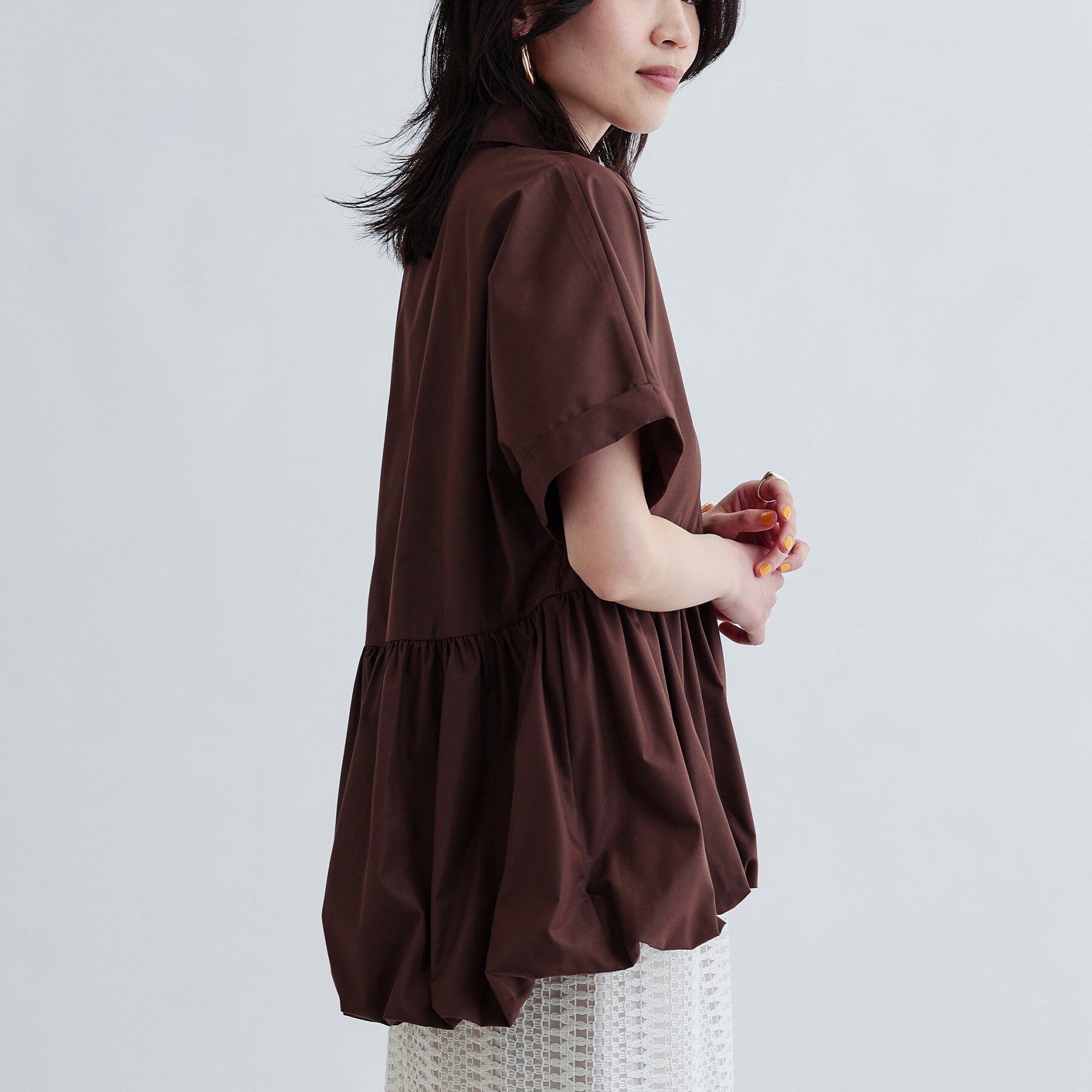 GALLEST「バルーンペプラムハーフ袖ブラウス」|シャツ・ブラウス|