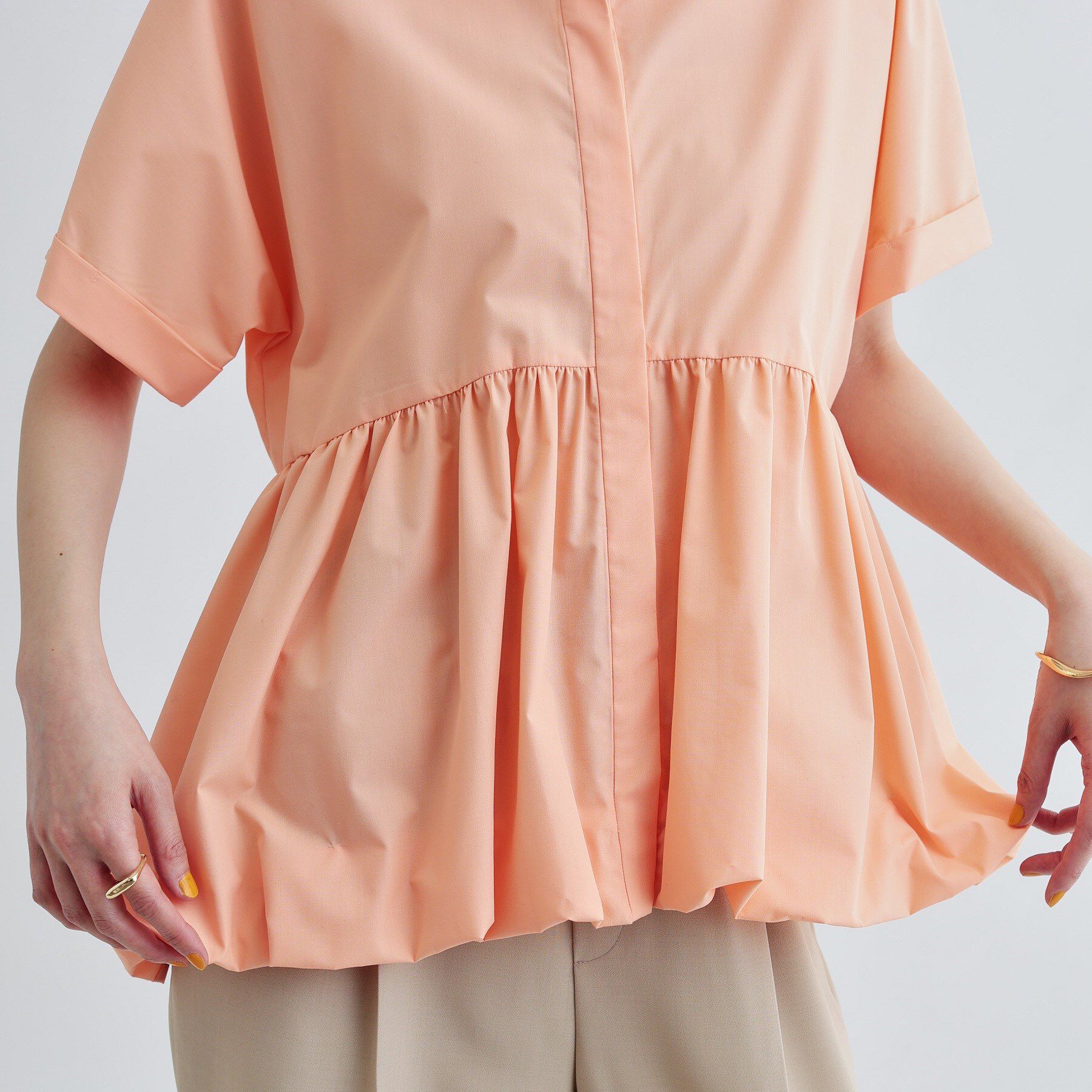 GALLEST「バルーンペプラムハーフ袖ブラウス」|シャツ・ブラウス|