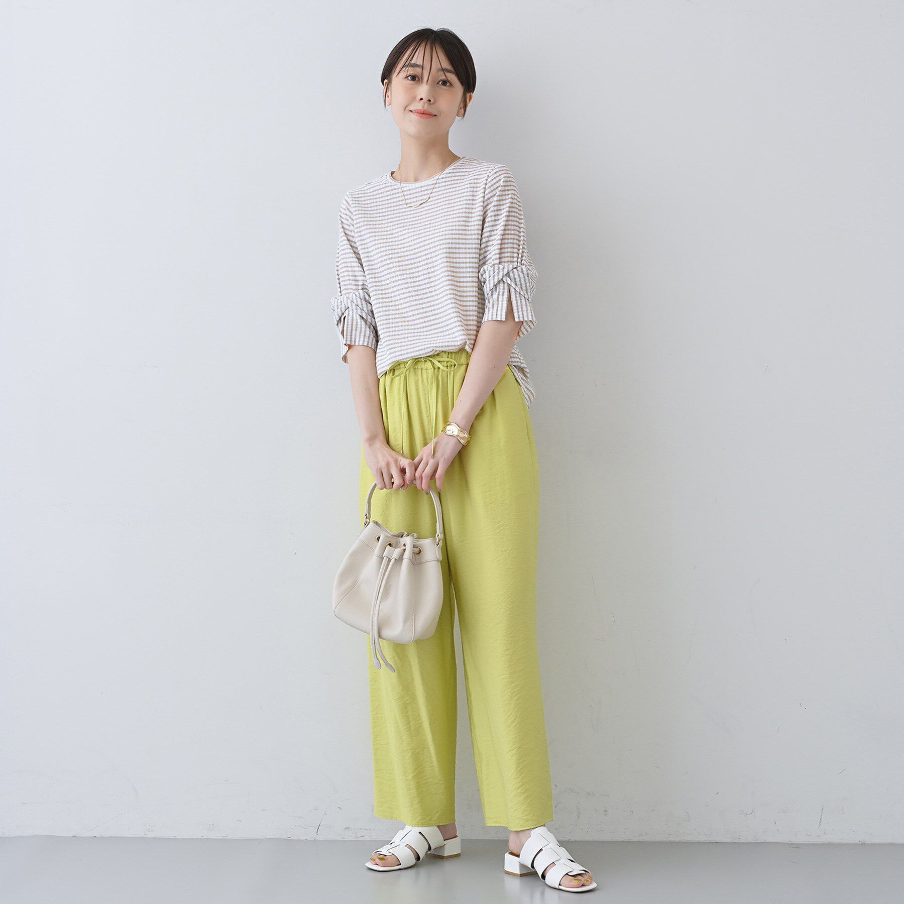 INDIVI「【洗える／吸水速乾／UVケア】ねじりデザイン袖カットソー」|Tシャツ・カットソー|