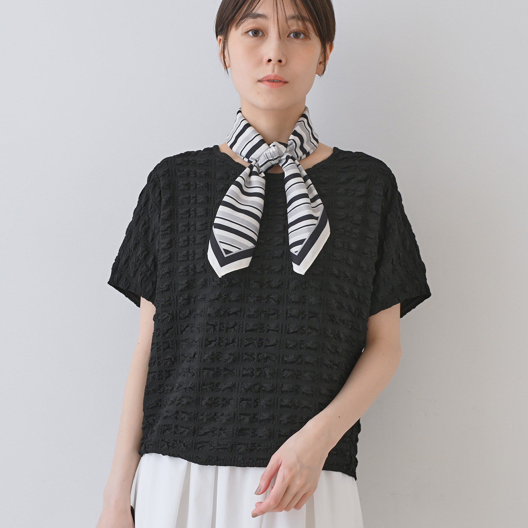 INDIVI「【洗える／凹凸素材／UVケア】コンパクトトップス」|Tシャツ・カットソー|