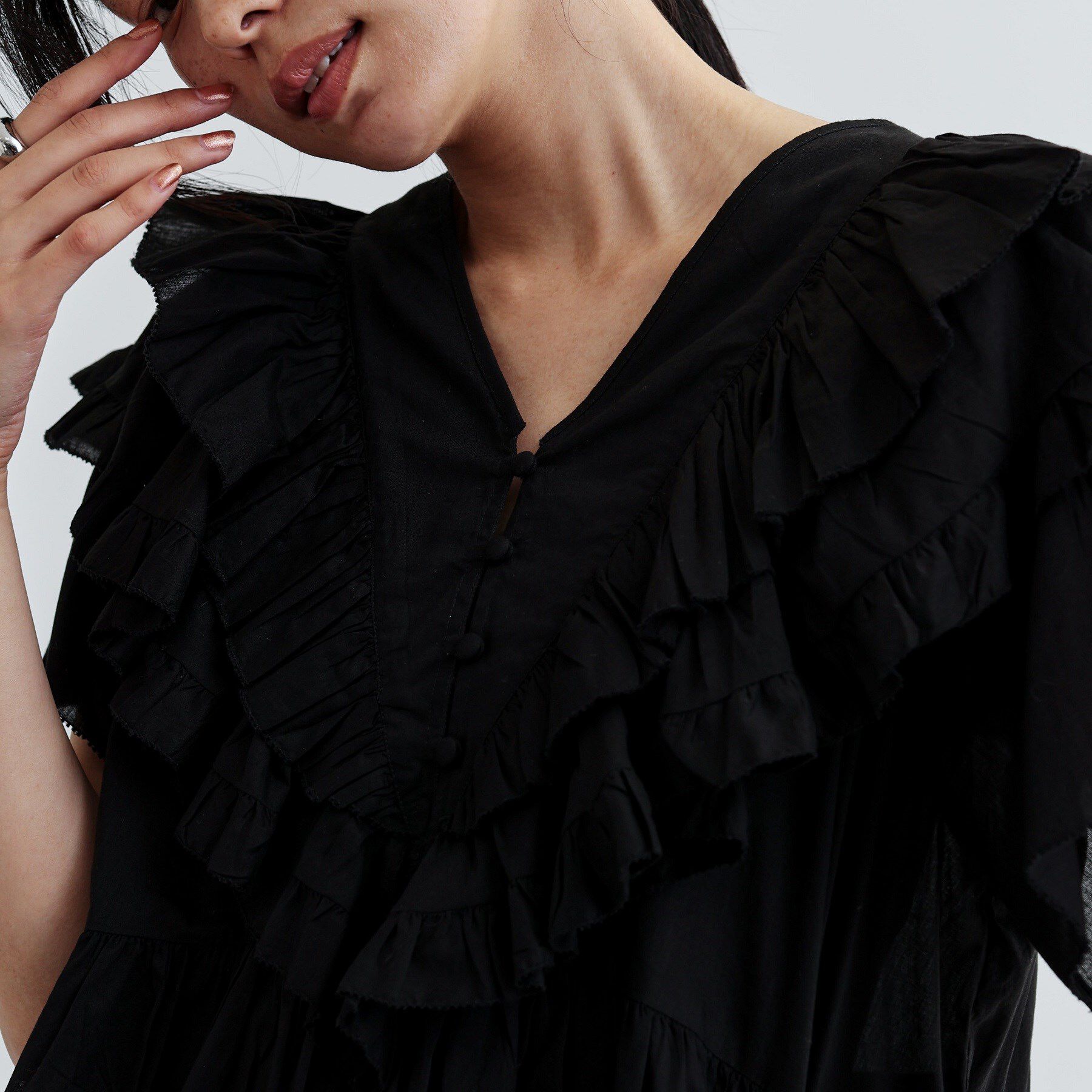 GALLEST「フリルレイヤードコットンブラウス」|シャツ・ブラウス|