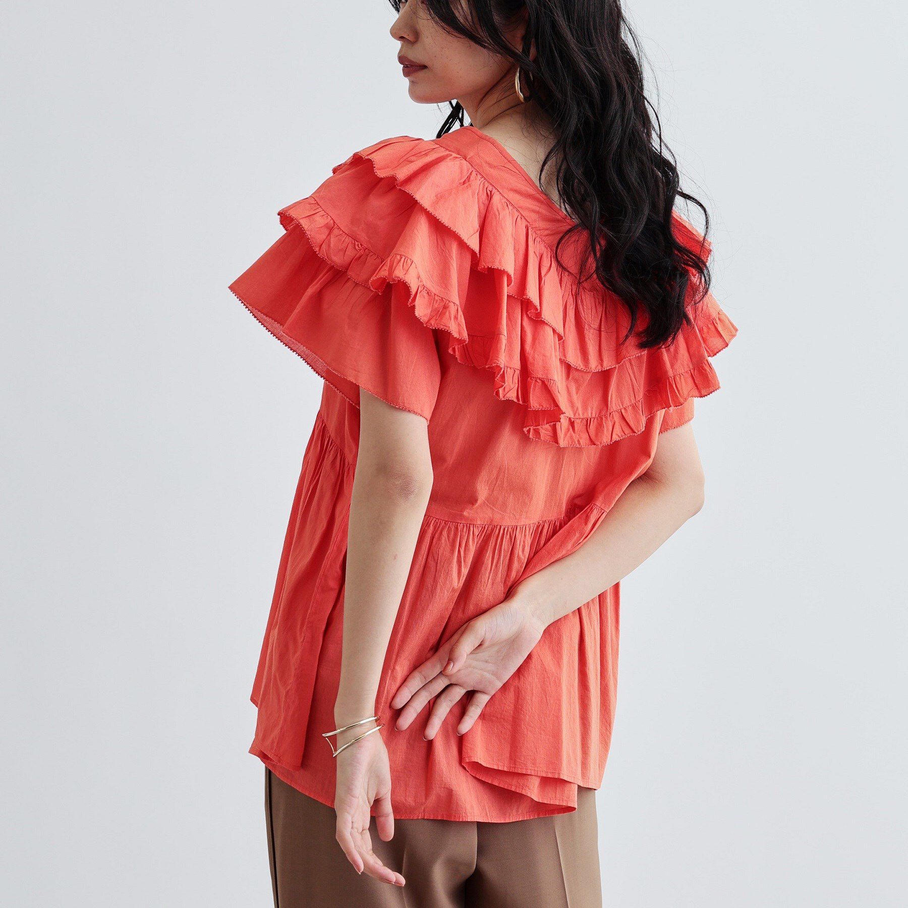 GALLEST「フリルレイヤードコットンブラウス」|シャツ・ブラウス|