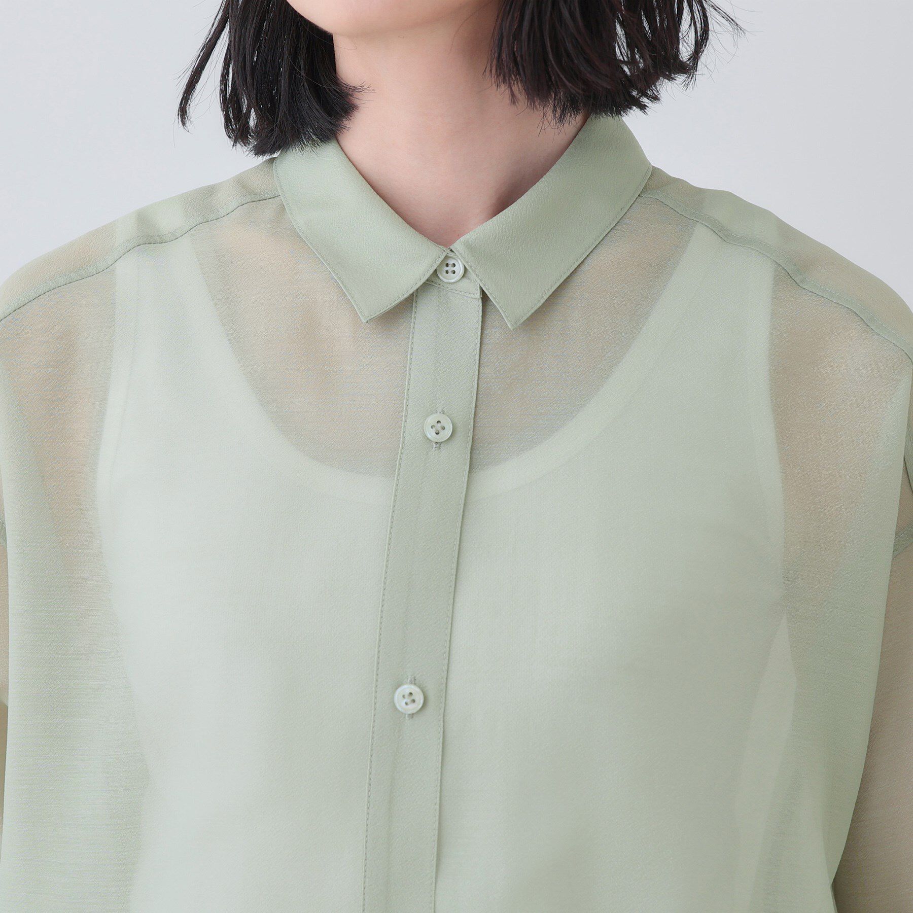 INDIVI「【洗える／ドロスト付】トレンドシアーシャツ」|シャツ・ブラウス|