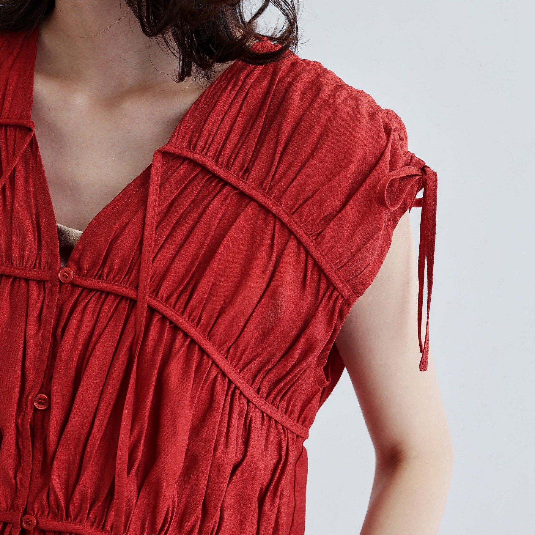 GALLEST「ギャザースリーブレスブラウス」|シャツ・ブラウス|