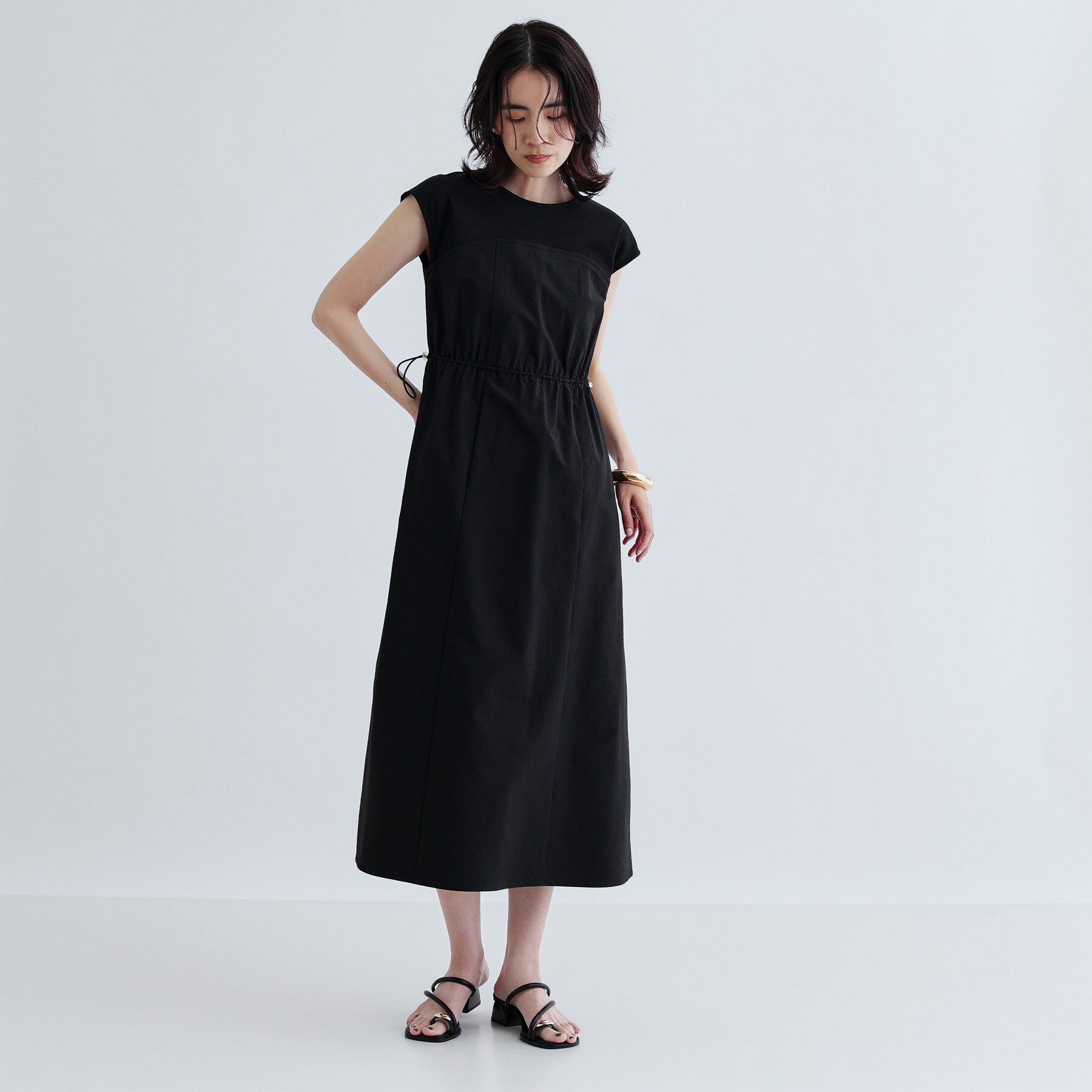 GALLEST「ストライプサッカービスチェワンピース」|ワンピース|ブラック(019)