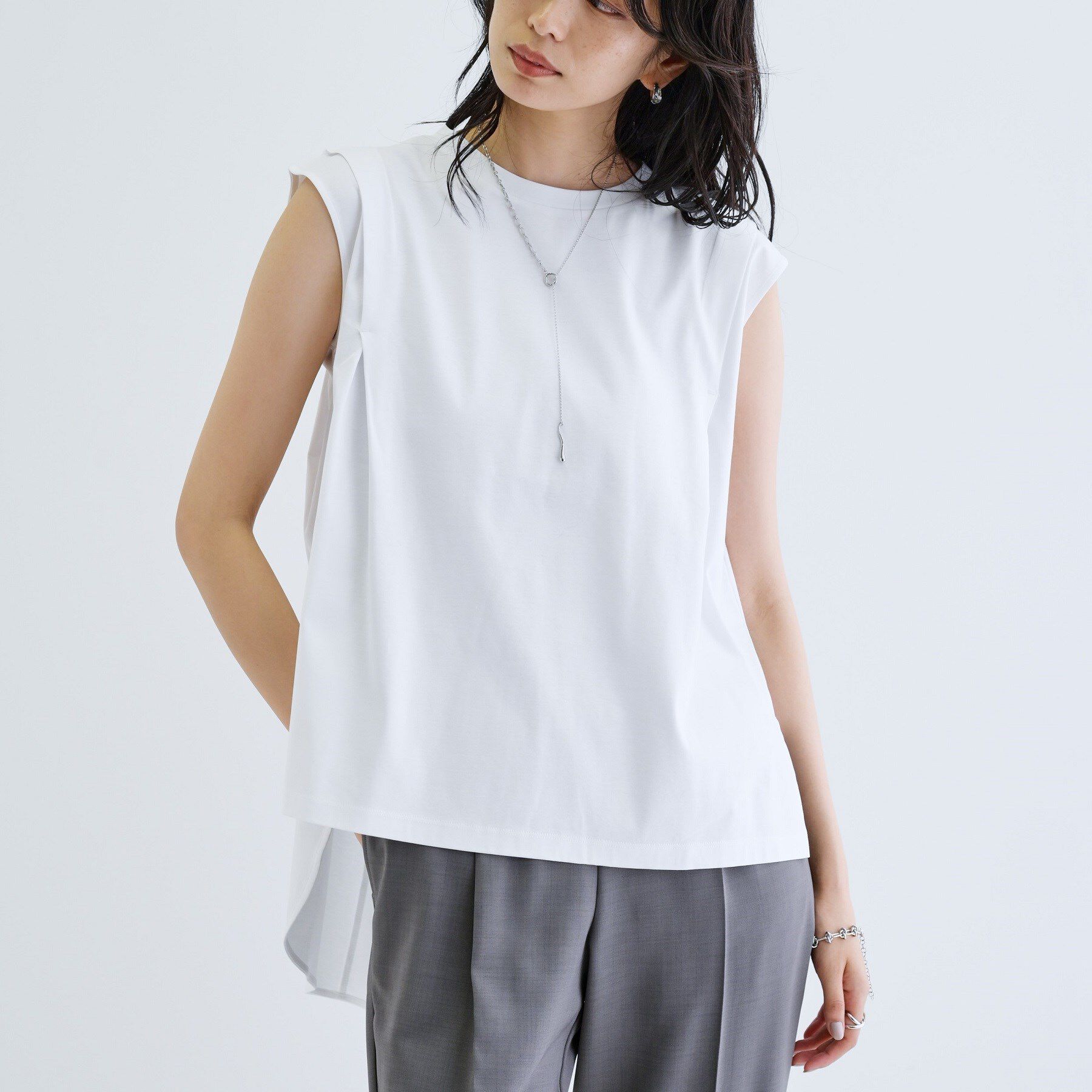 GALLEST「フィッシュテールカットソー」|Tシャツ・カットソー|ホワイト(001)