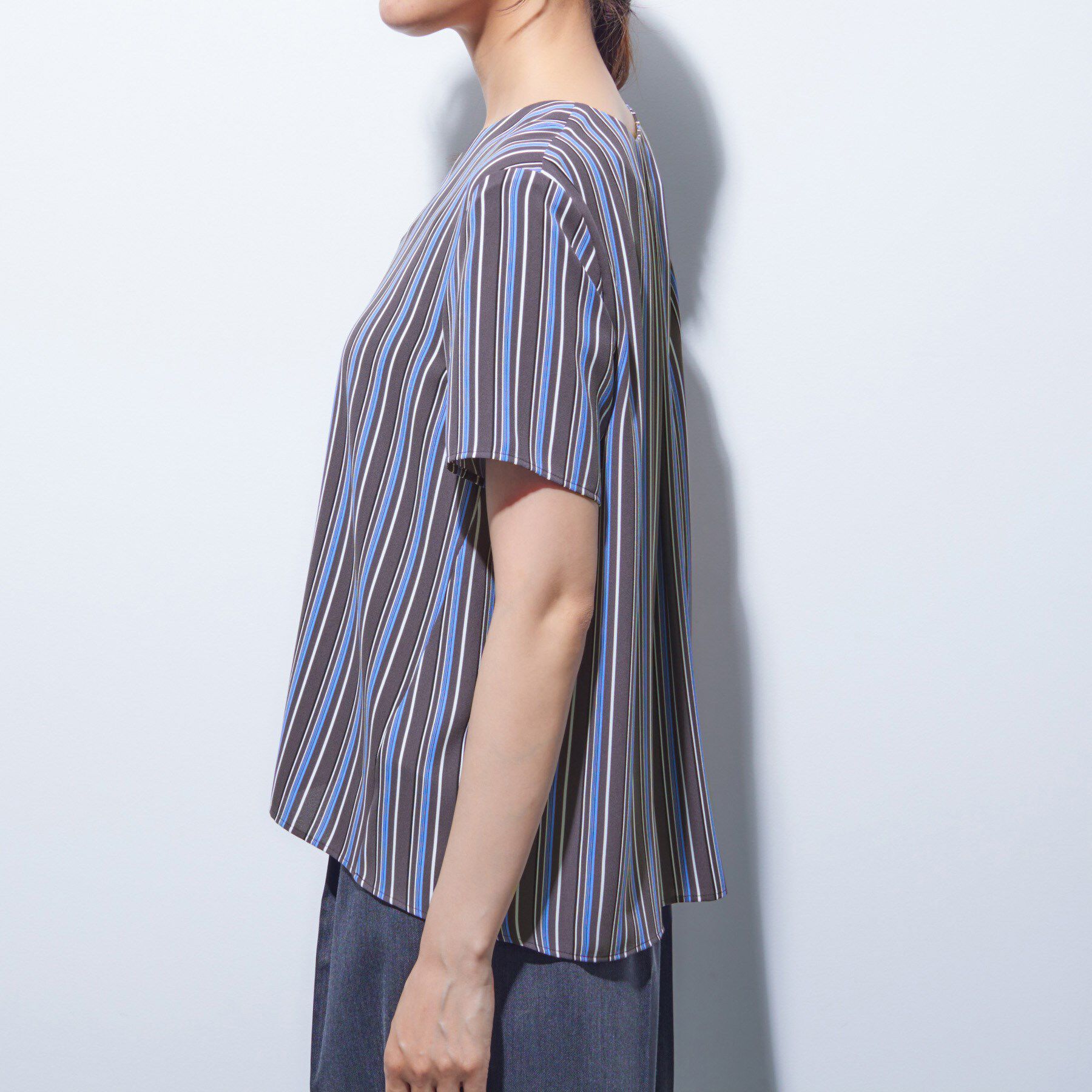 INDIVI「【洗える／通勤】マルチストライプブラウス」|シャツ・ブラウス|