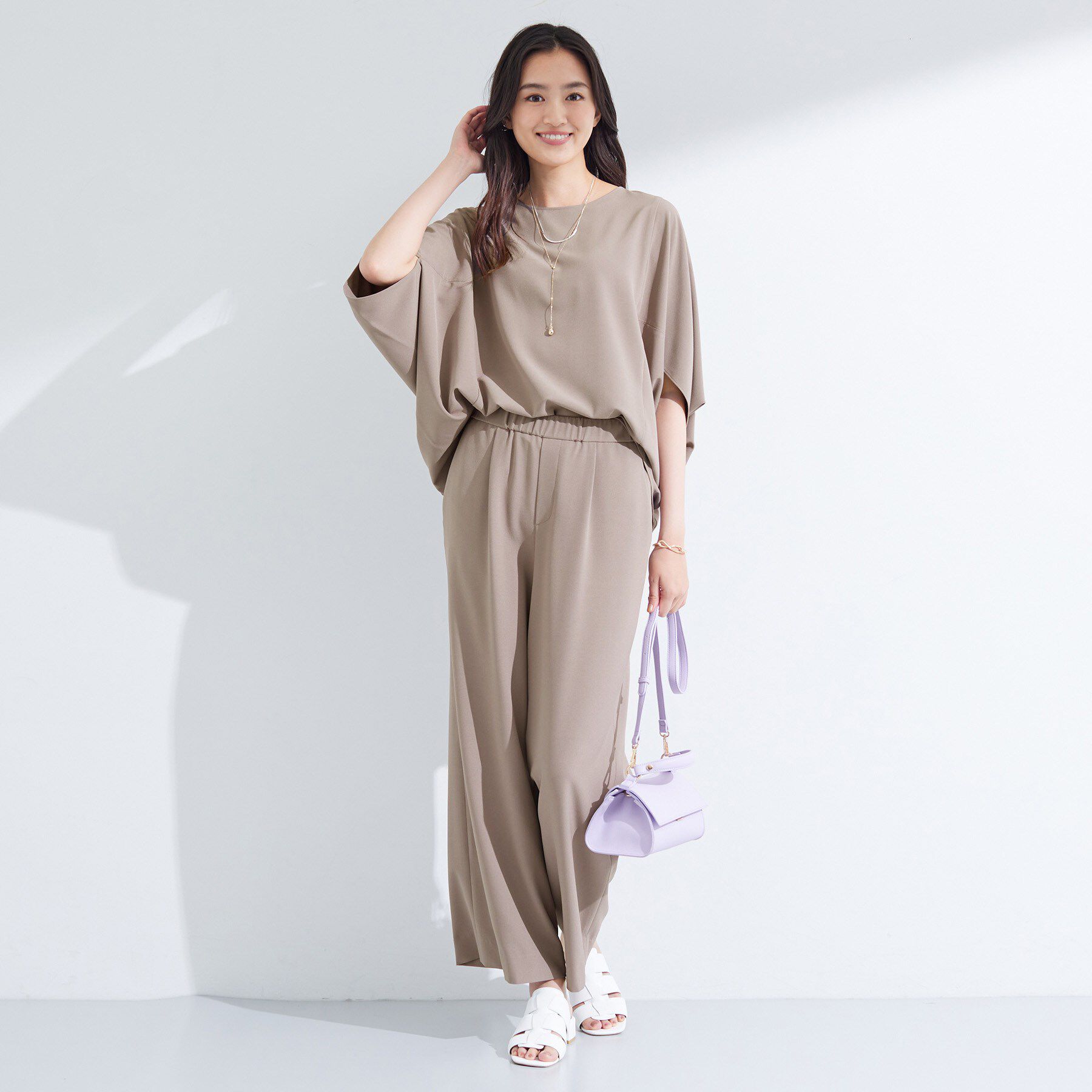 INDIVI「【体型カバー/SETUP可能】ジョーゼット　ドルマンブラウス」|シャツ・ブラウス|