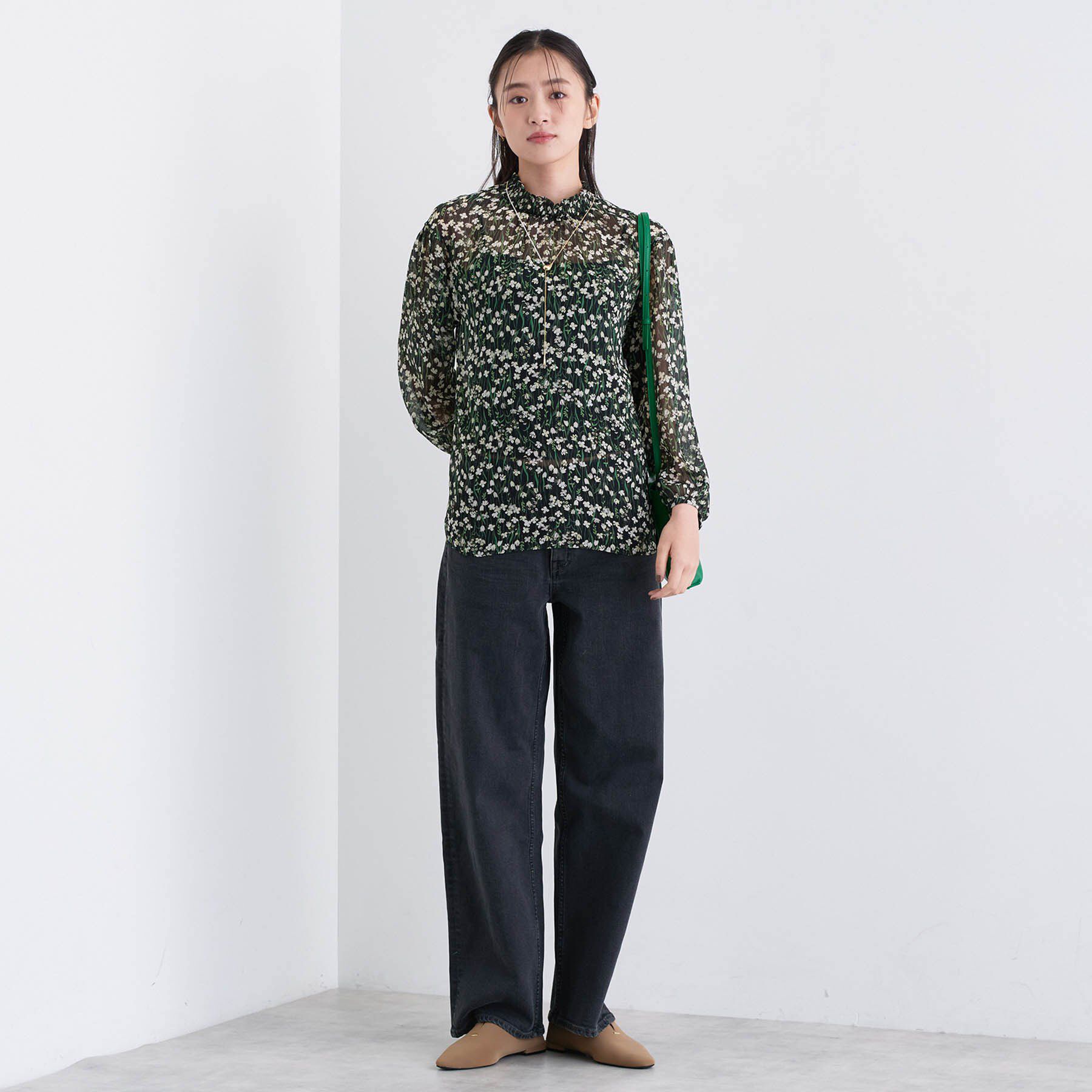 INDIVI「【秋映え柄/セットアップ可能】フラワーシフォンブラウス」|シャツ・ブラウス|