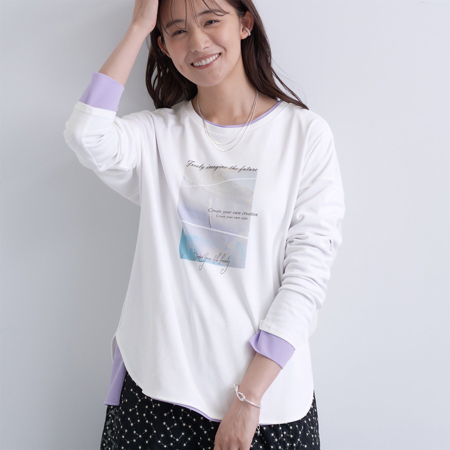 INDIVI「【UVケア】プリントフォトロングTシャツ」|Tシャツ・カットソー|