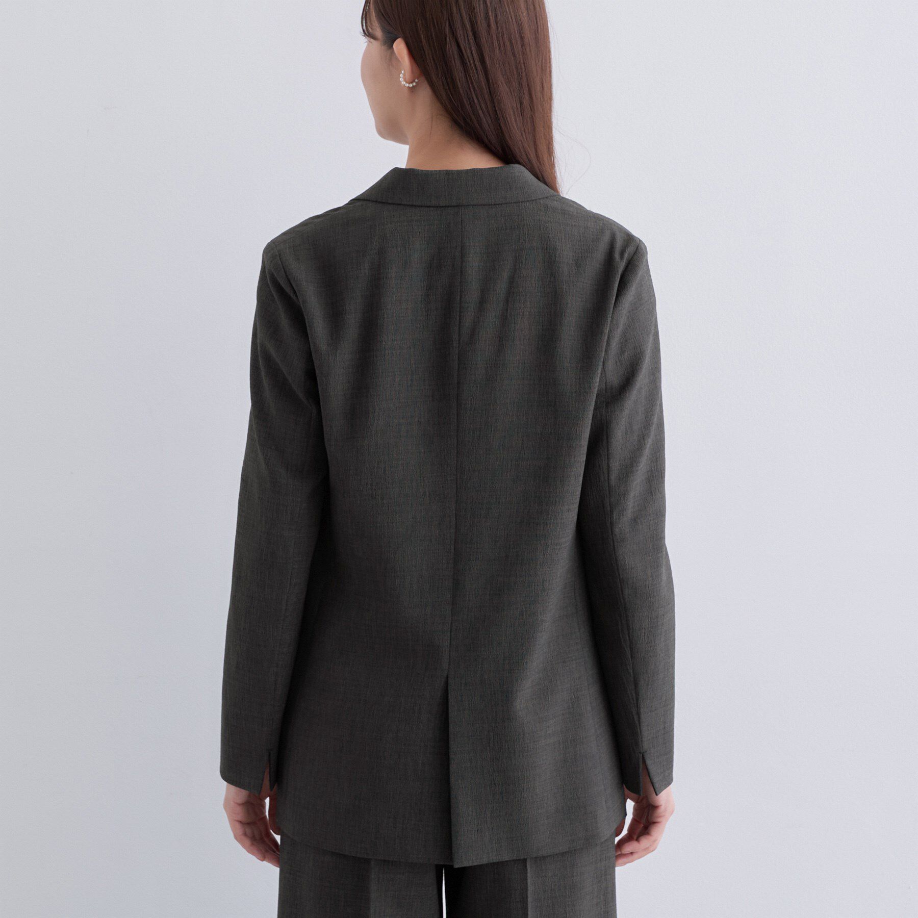 INDIVI「【洗える／セットアップ可能】凹凸ストレッチ素材ダブルジャケット」|テーラードジャケット|