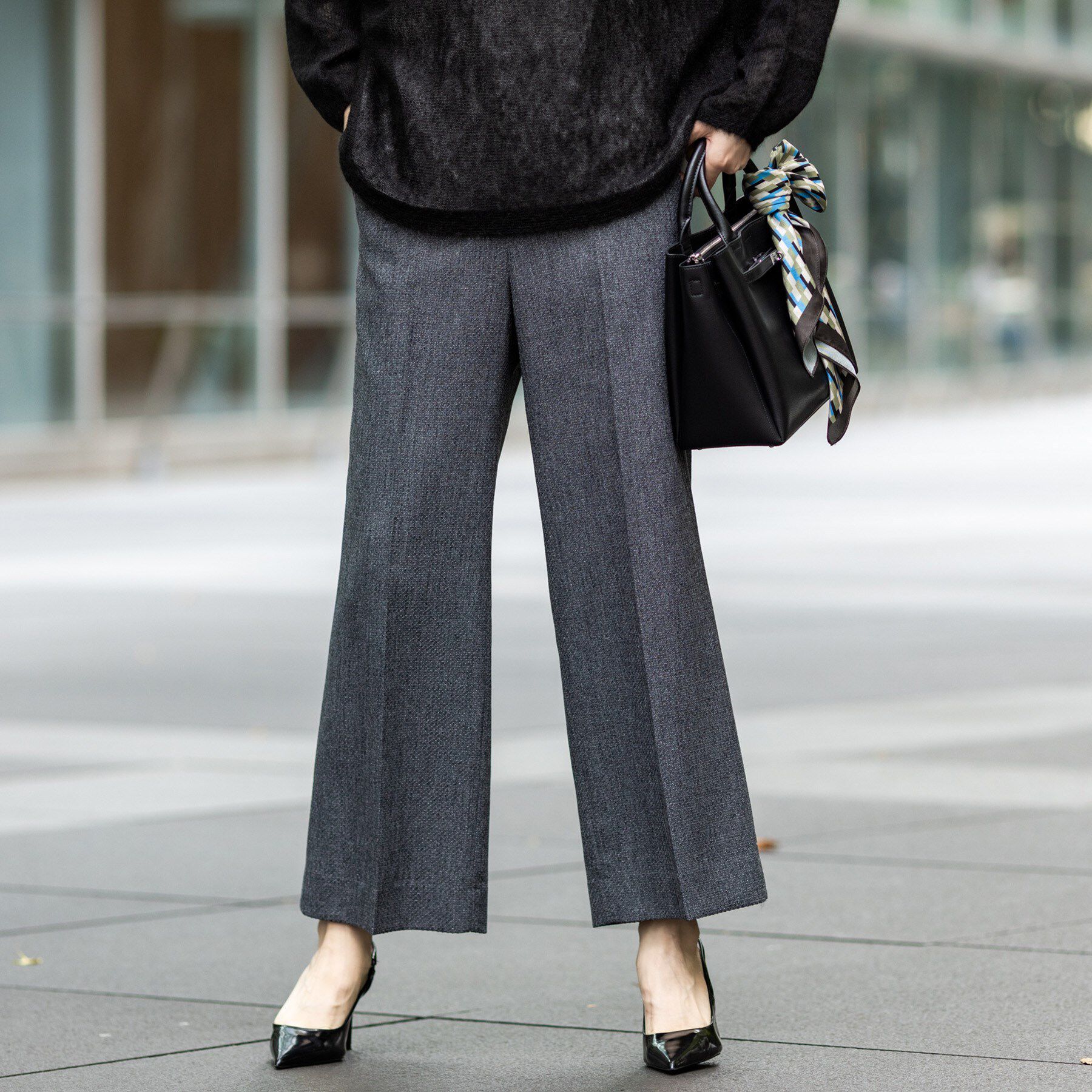 INDIVI「【褒められパンツ/ウール調素材】ラメ混ワイドパンツ」|その他|