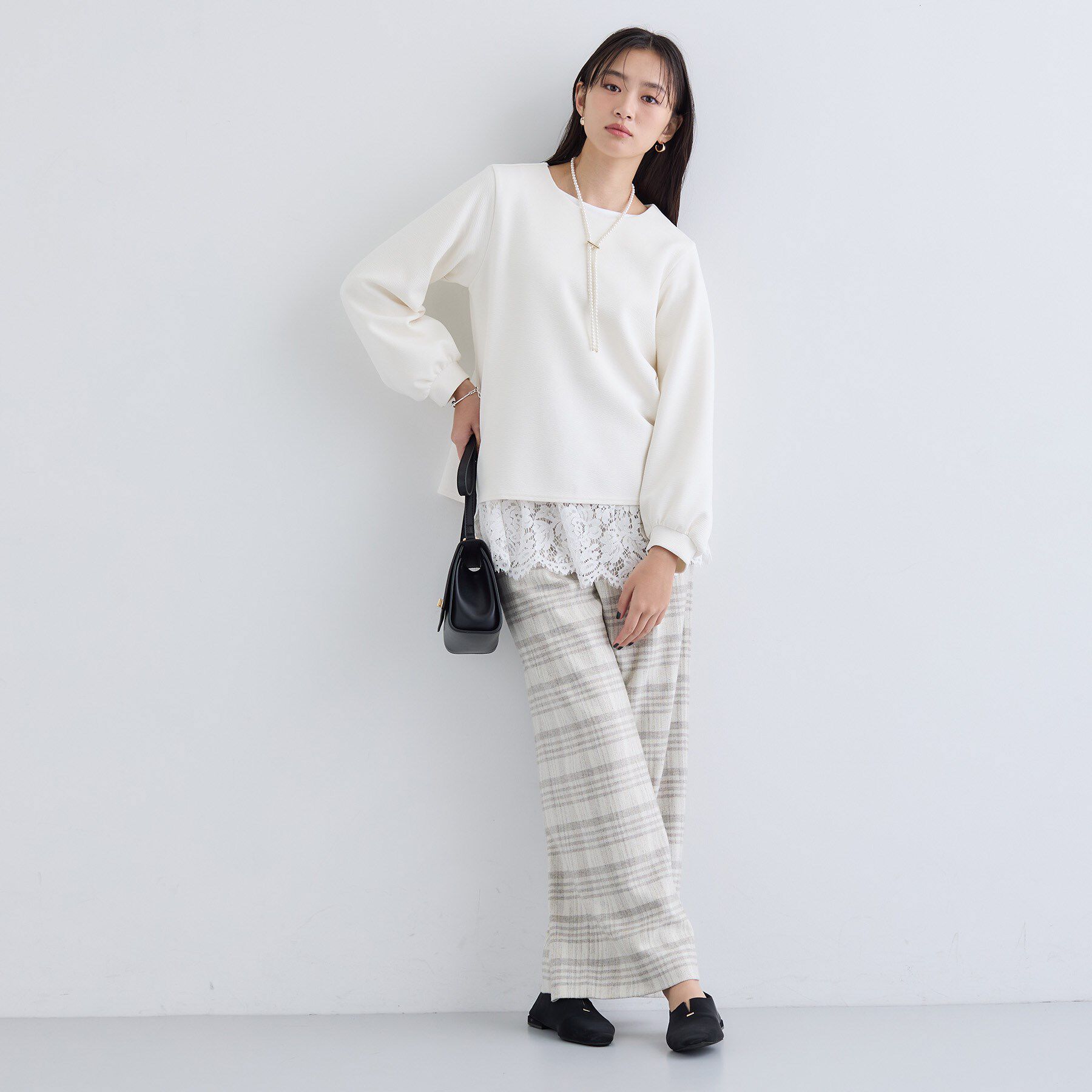 INDIVI「【褒められパンツ／ウール混】ウォームウール ワイドパンツ」|その他|