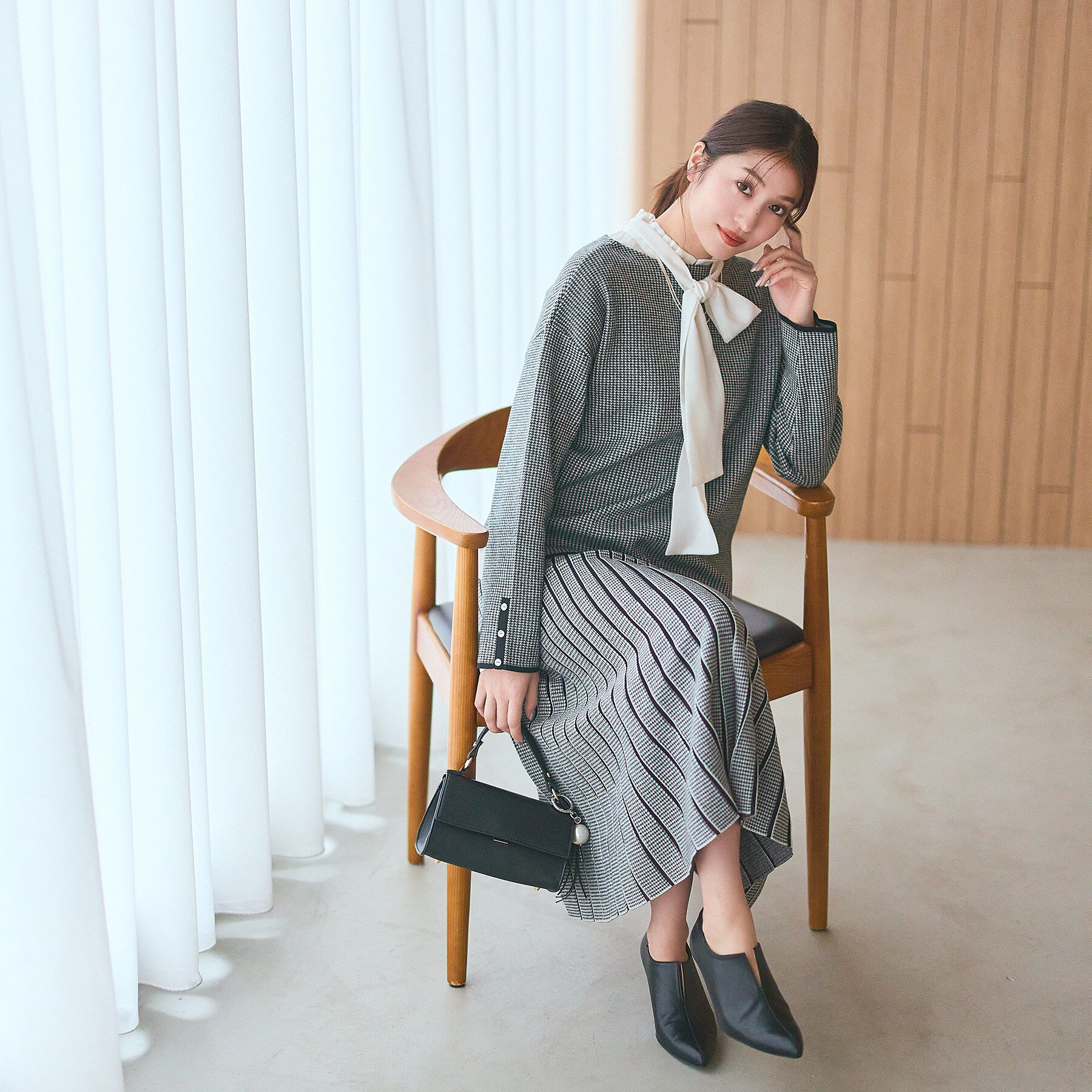 INDIVI「【洗える／SETUP可能】ジャカードニット プリーツスカート」|スカート|