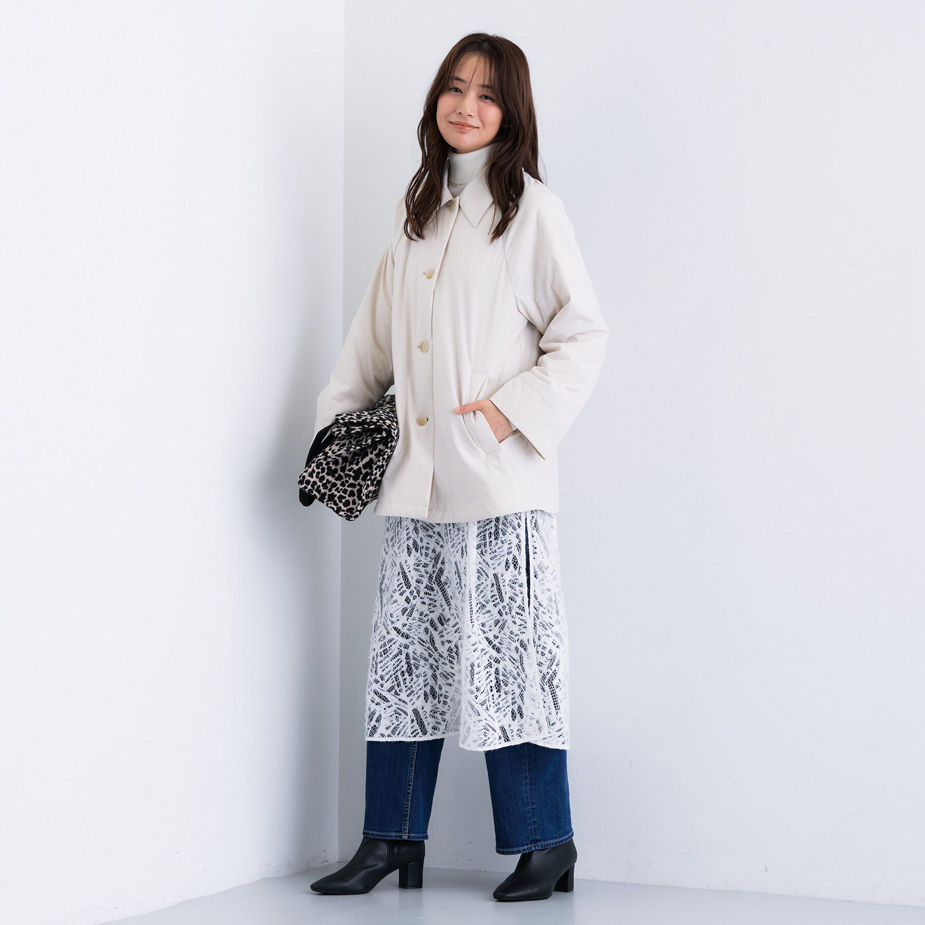 INDIVI「【超軽量／蓄熱】ライトパフステンカラーコート」|ダウン|