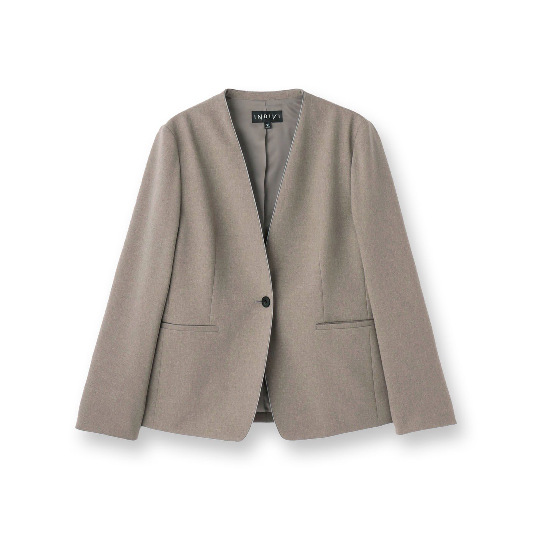 INDIVI「【洗える／通勤／スーツ】メランジストレッチ ノーカラージャケット」|スーツ|